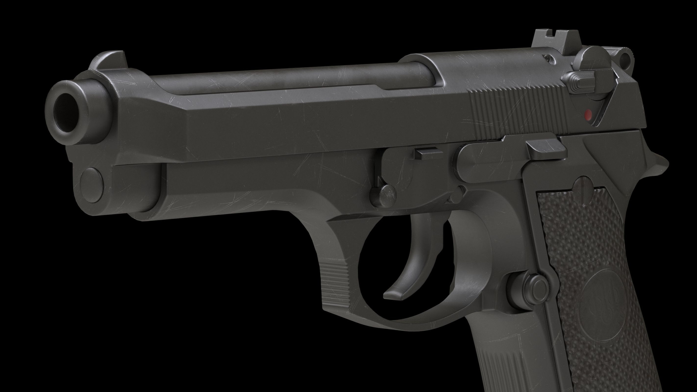 Beretta 92 Low Poly Low-poly 3D model_8