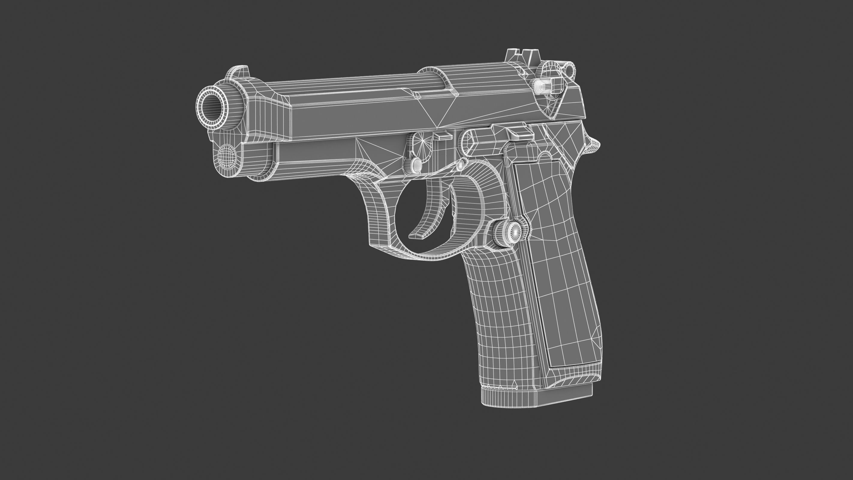Beretta 92 Low Poly Low-poly 3D model_18