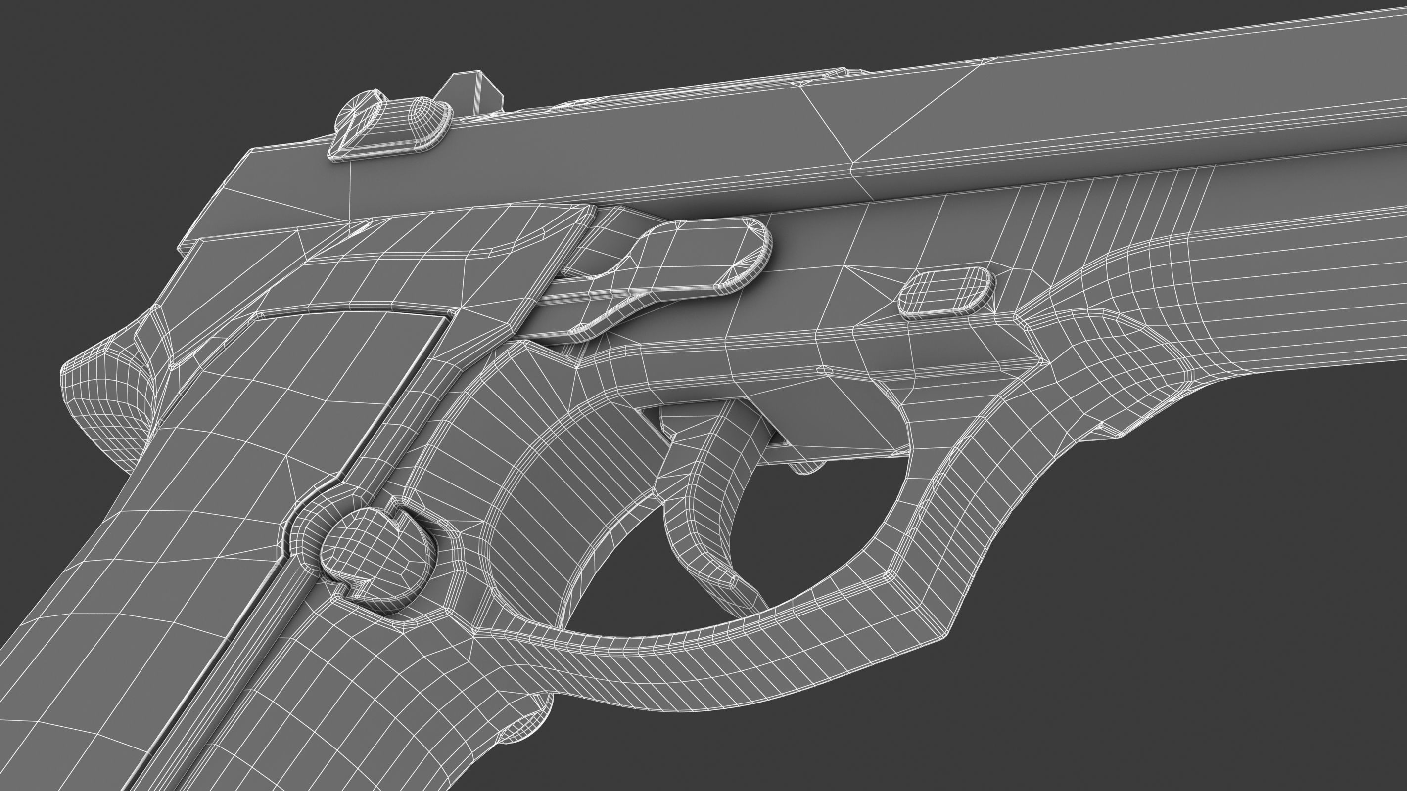Beretta 92 Low Poly Low-poly 3D model_28
