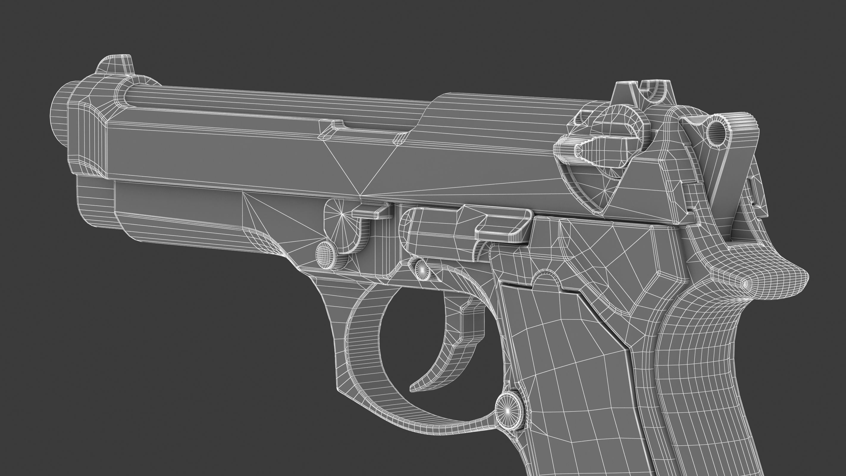 Beretta 92 Low Poly Low-poly 3D model_22