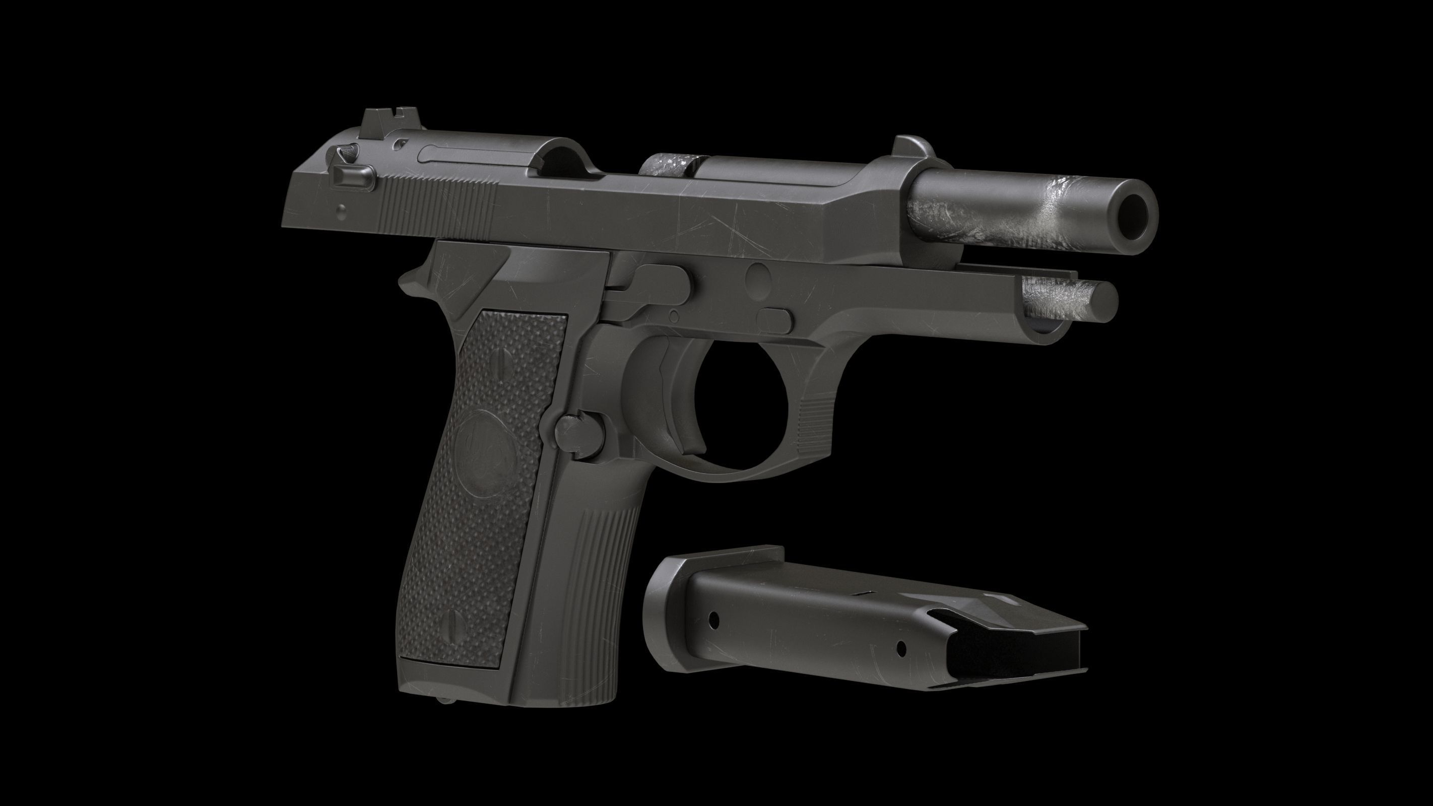 Beretta 92 Low Poly Low-poly 3D model_4
