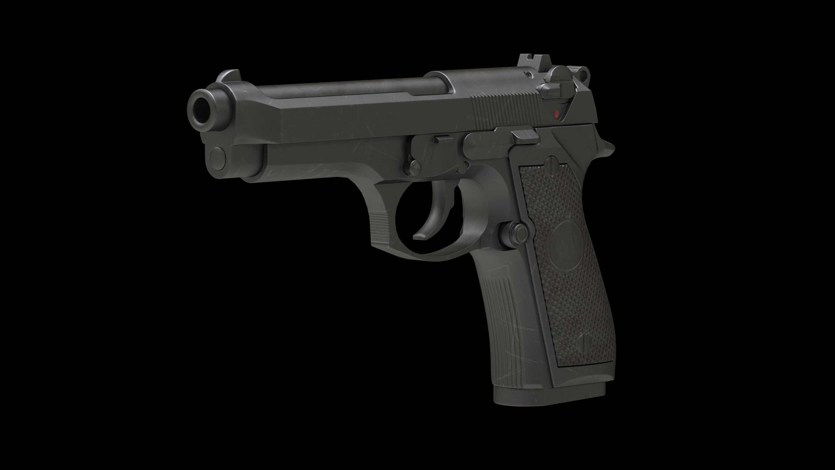 Beretta 92 Low Poly Low-poly 3D model_3