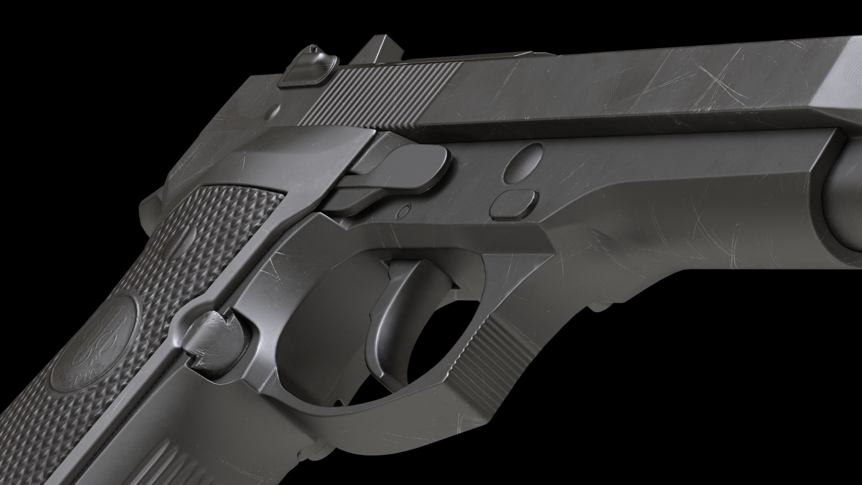 Beretta 92 Low Poly Low-poly 3D model_13