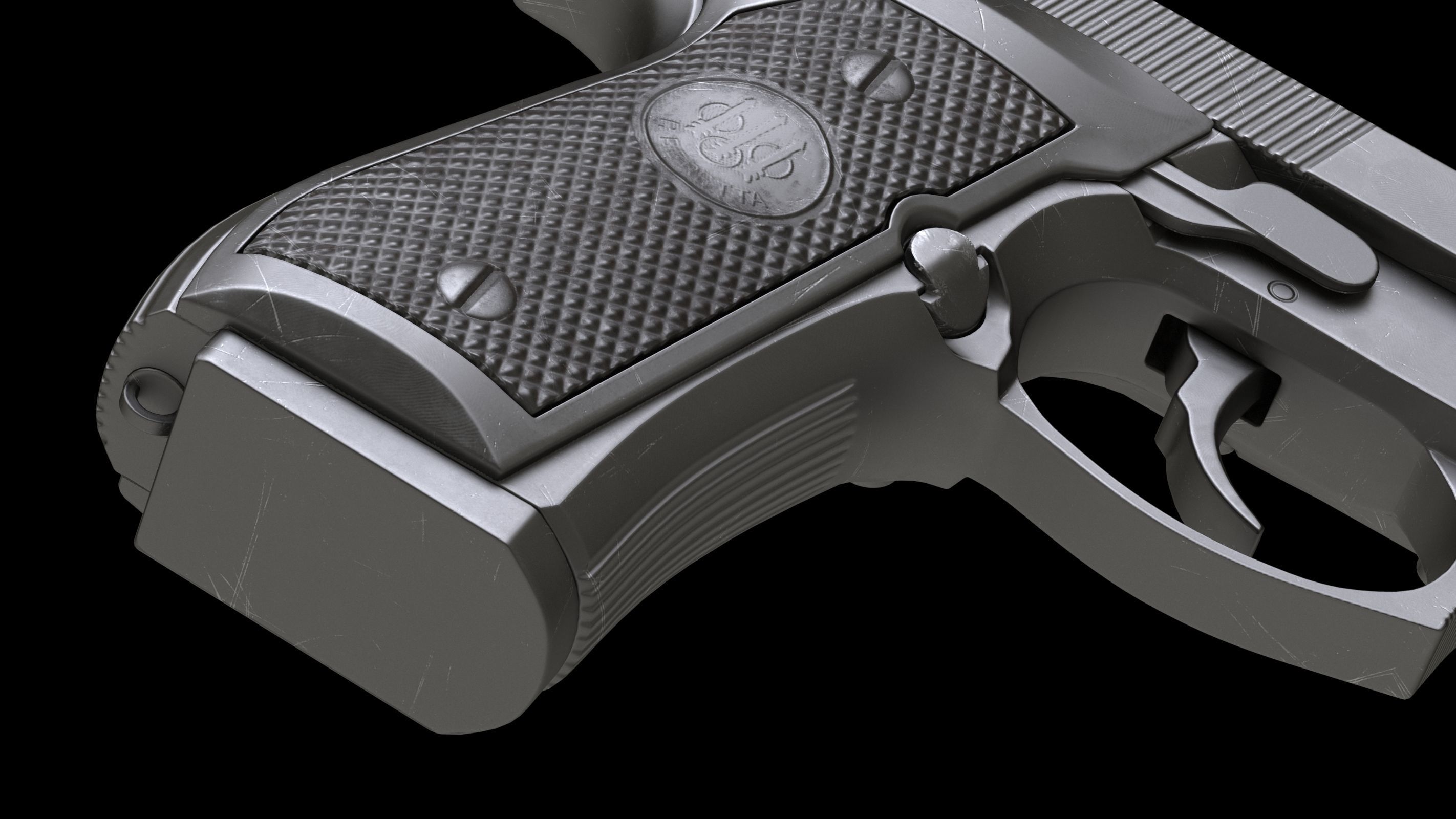 Beretta 92 Low Poly Low-poly 3D model_11