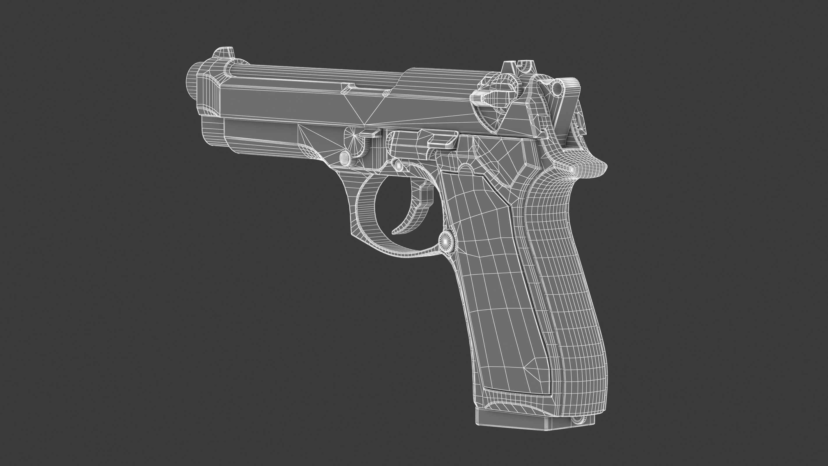Beretta 92 Low Poly Low-poly 3D model_17