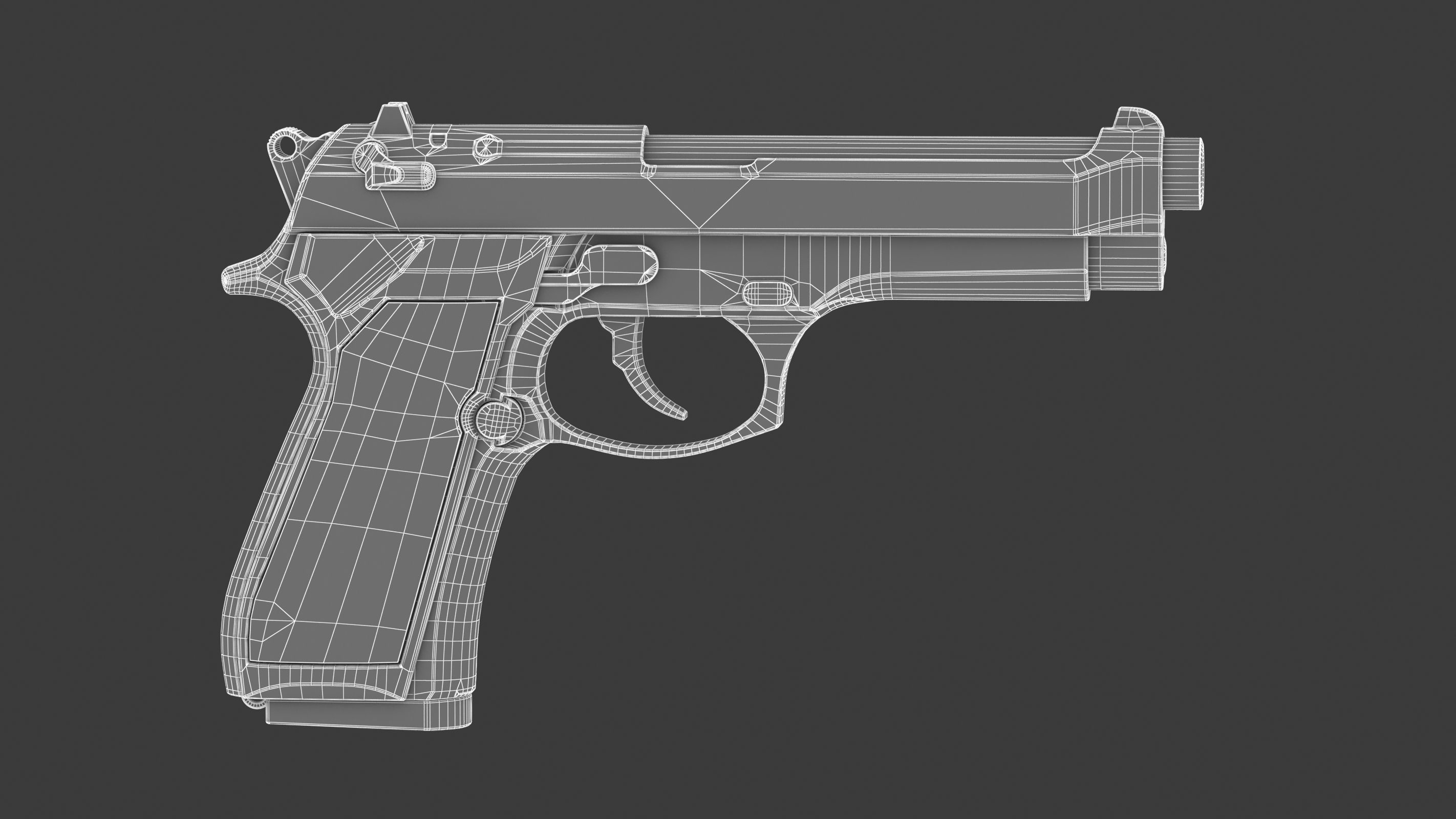Beretta 92 Low Poly Low-poly 3D model_15