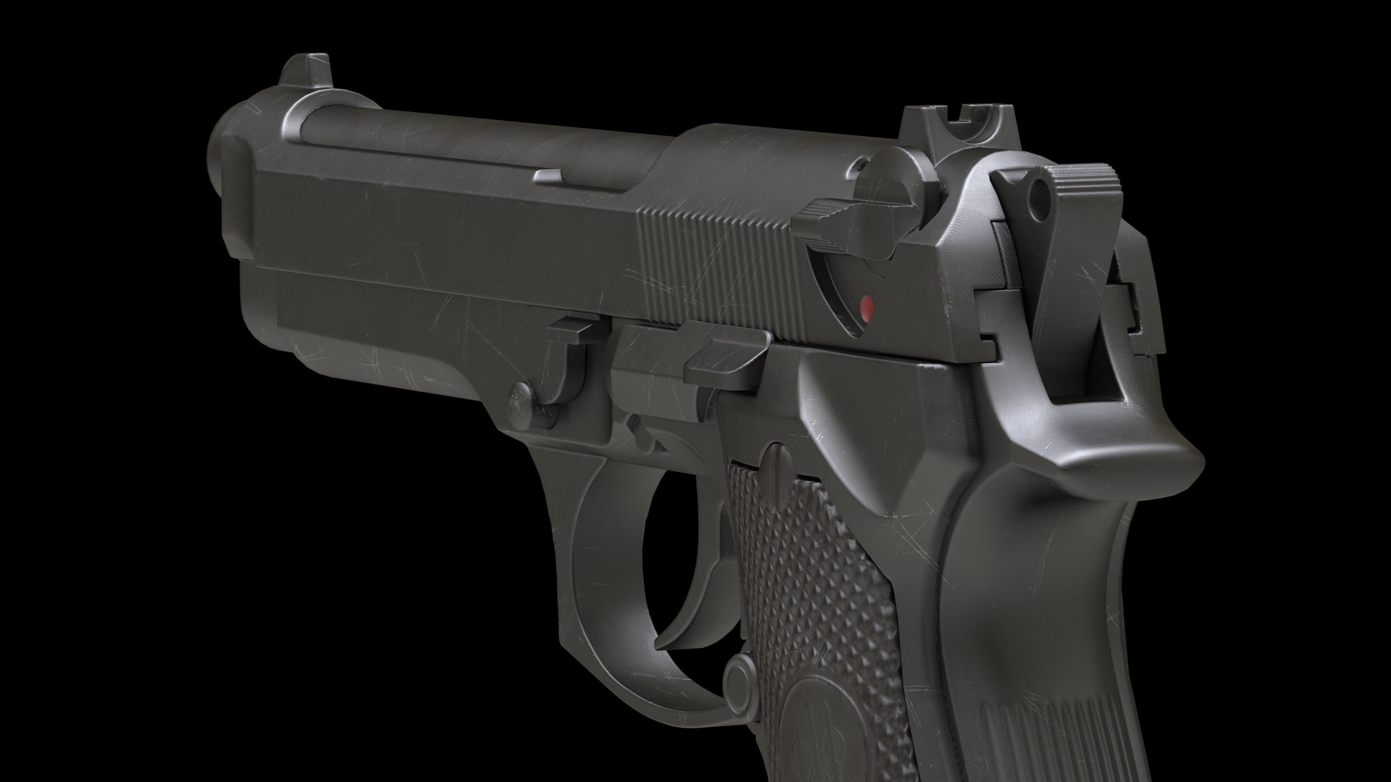 Beretta 92 Low Poly Low-poly 3D model_7