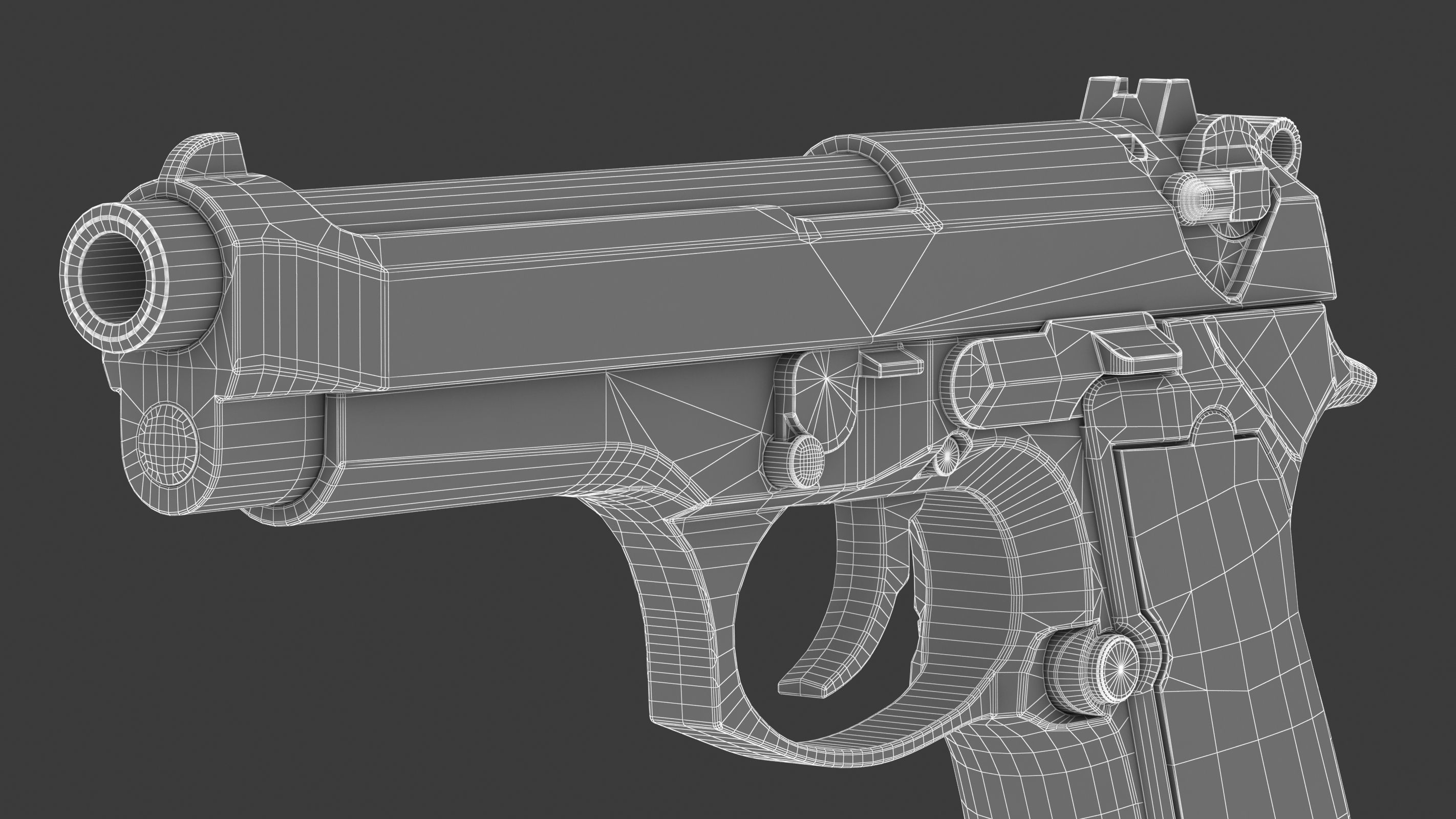 Beretta 92 Low Poly Low-poly 3D model_23