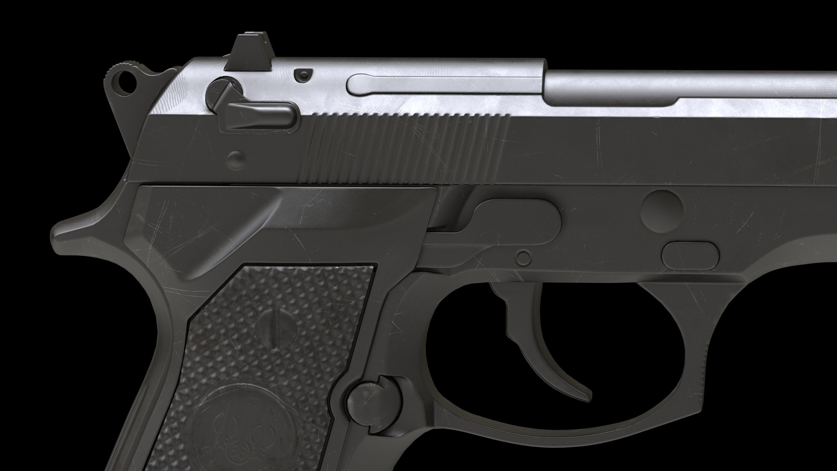 Beretta 92 Low Poly Low-poly 3D model_5