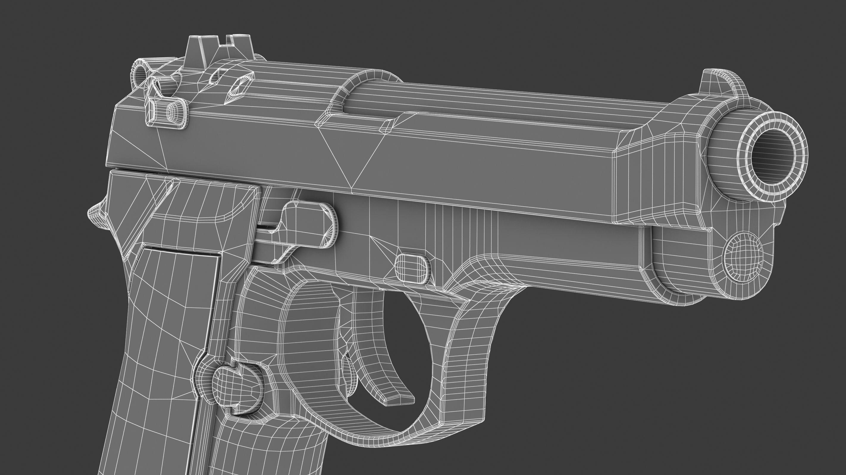 Beretta 92 Low Poly Low-poly 3D model_24