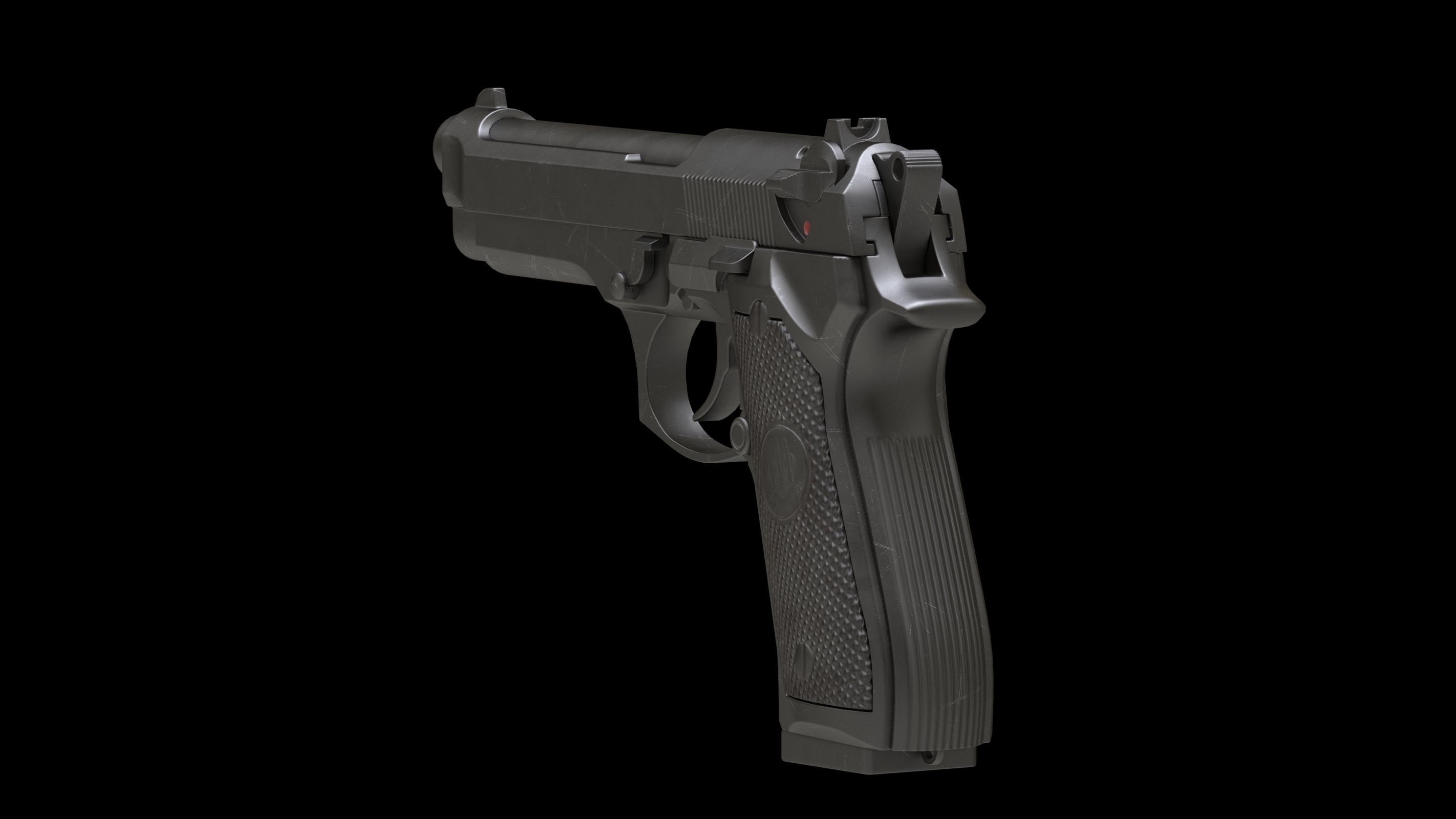 Beretta 92 Low Poly Low-poly 3D model_2