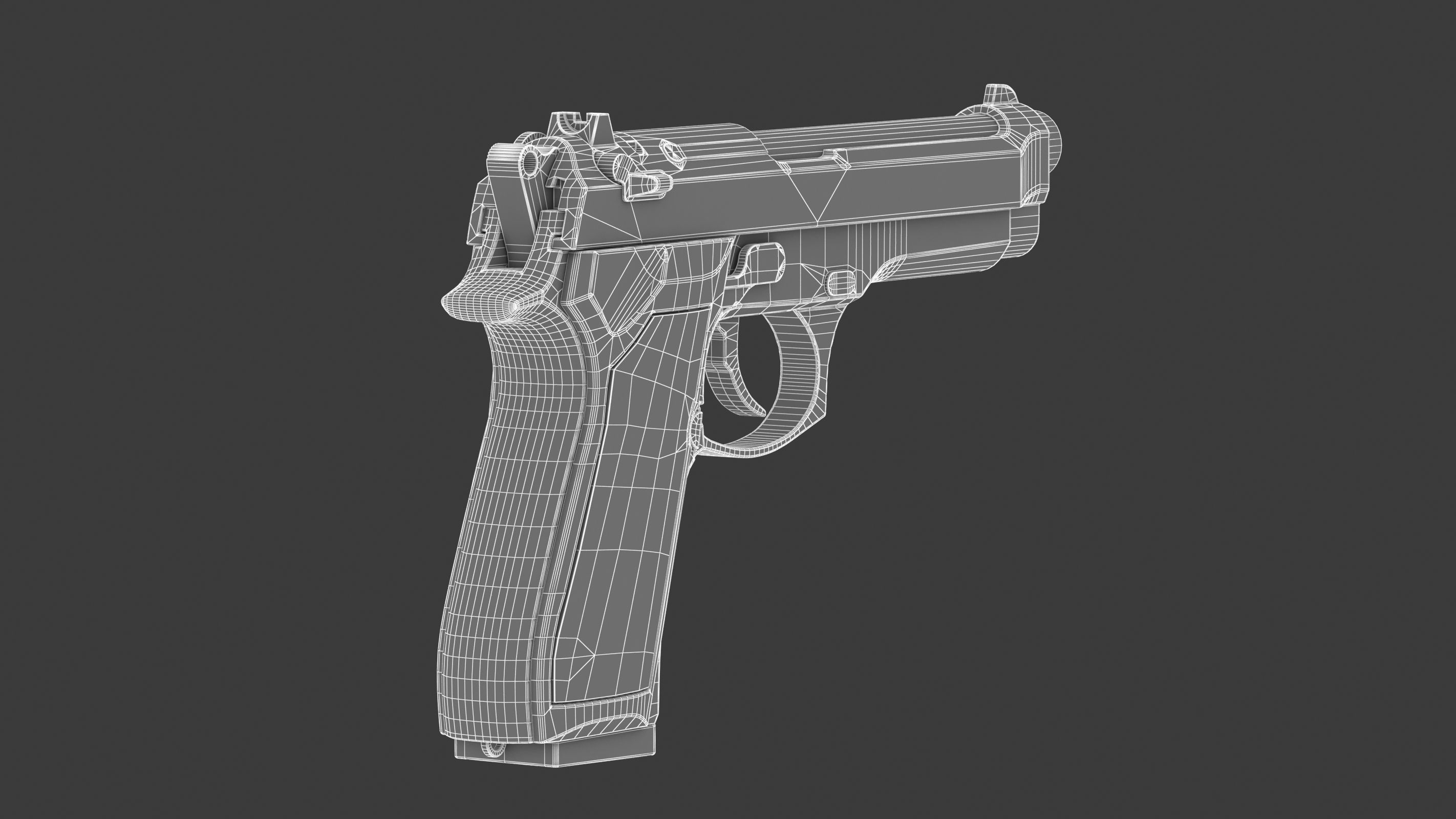 Beretta 92 Low Poly Low-poly 3D model_16