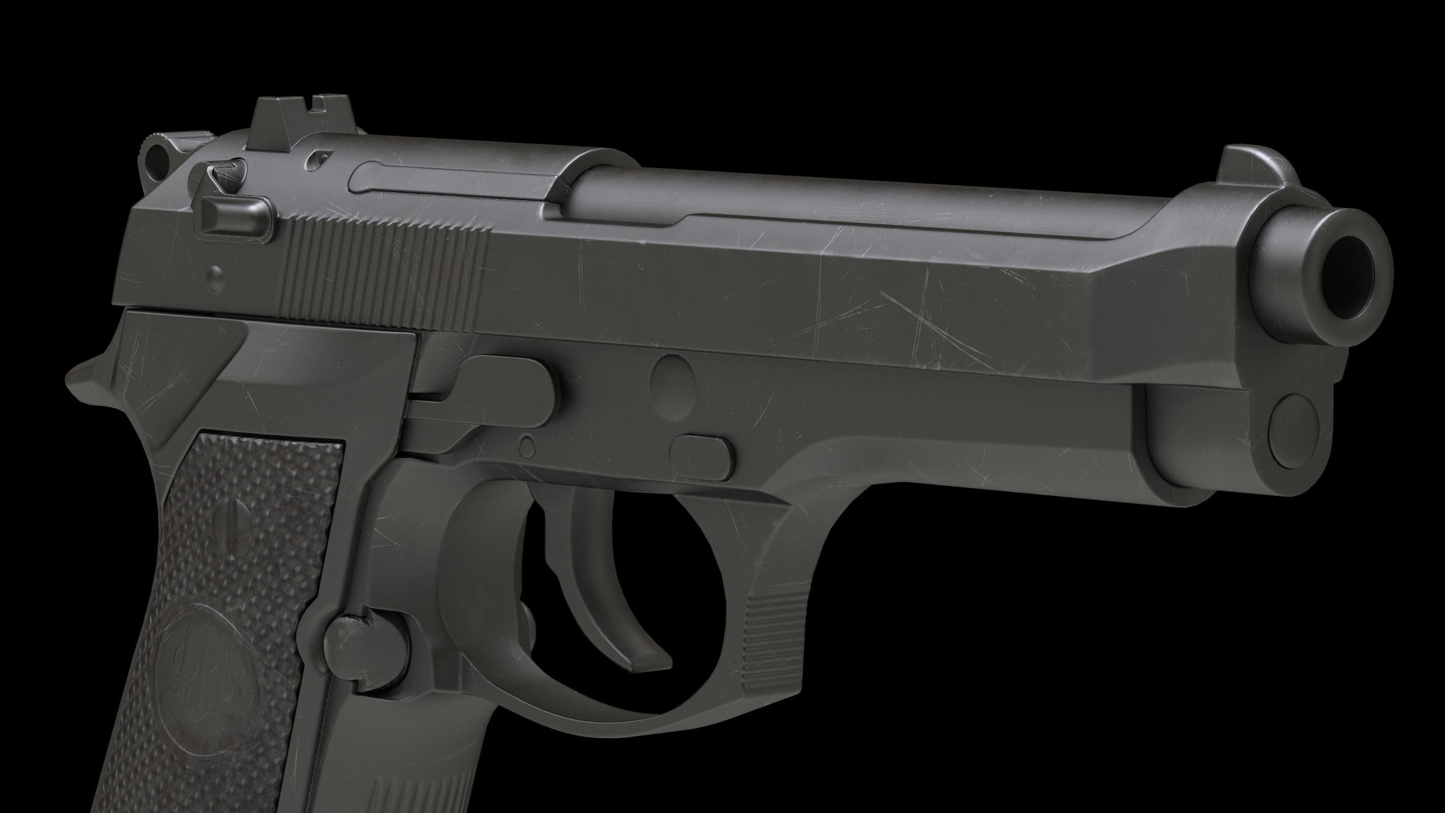 Beretta 92 Low Poly Low-poly 3D model_9
