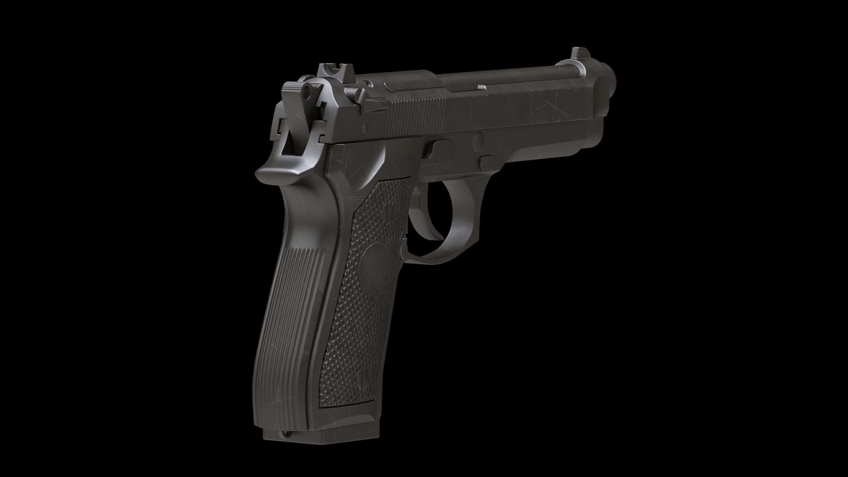Beretta 92 Low Poly Low-poly 3D model_1