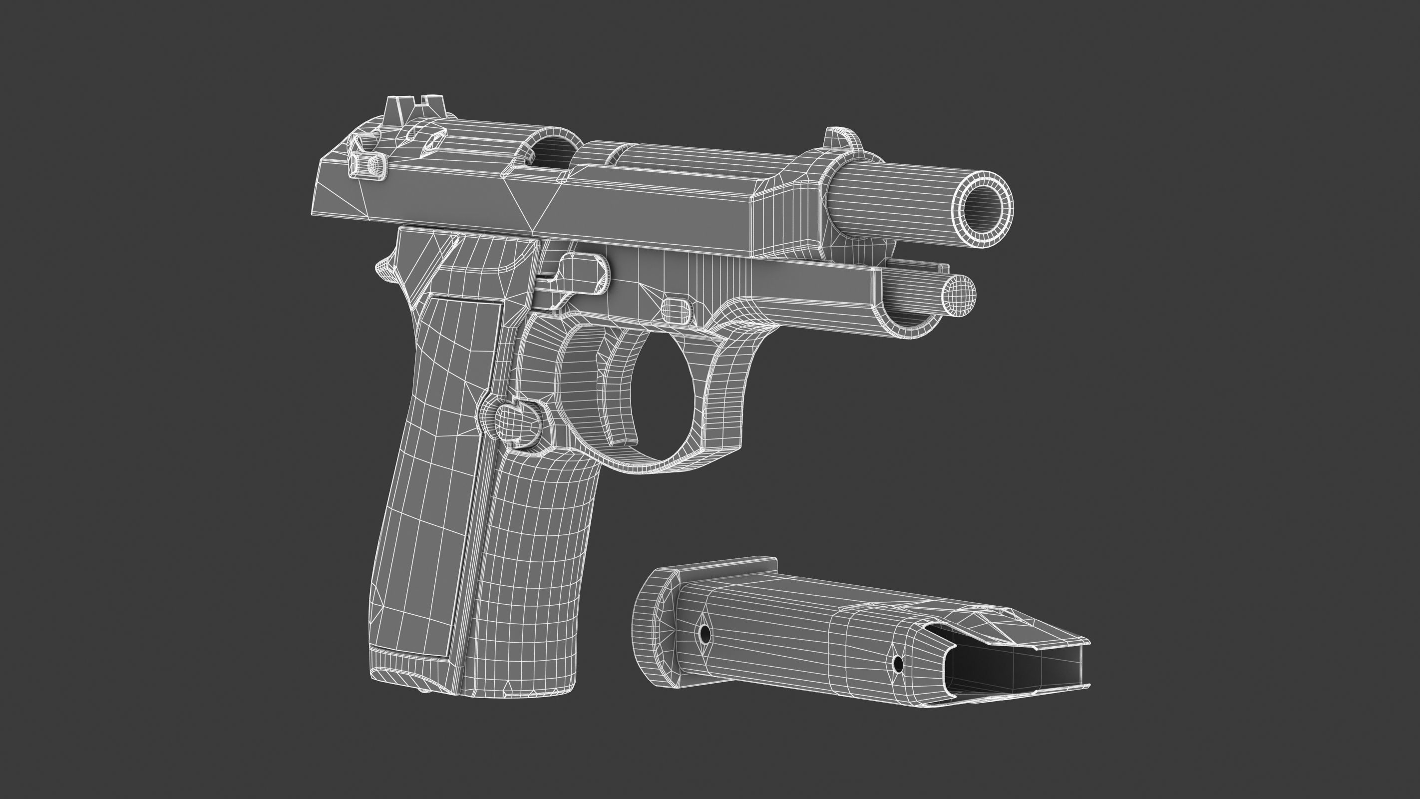Beretta 92 Low Poly Low-poly 3D model_19