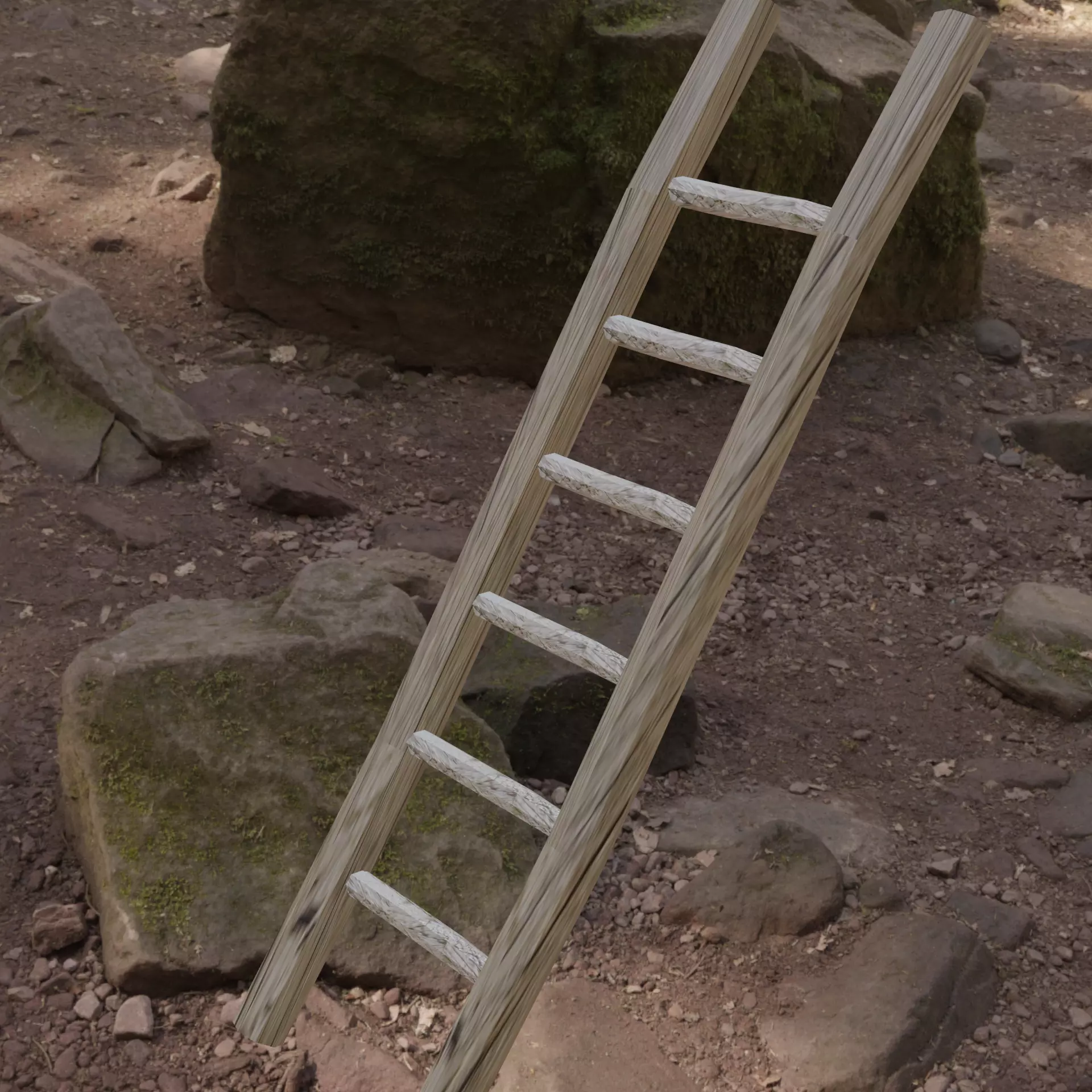 LADDER wooden in woods Free low-poly 3D model