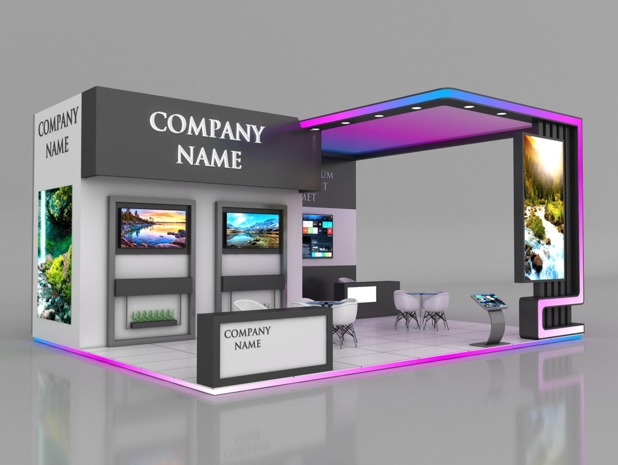 Booth Exhibition Stand Stall 7x9m Height 450 cm 3 Side Open 3D model_2