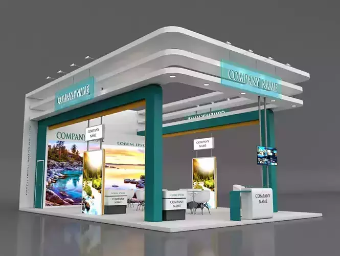 Booth Exhibition Stand Stall 7x10m Height 500 cm 3 Side Open 3D model