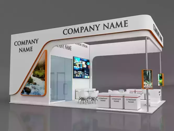 Booth Exhibition Stand Stall 6x9m Height 450 cm 3 Side Open 3D model