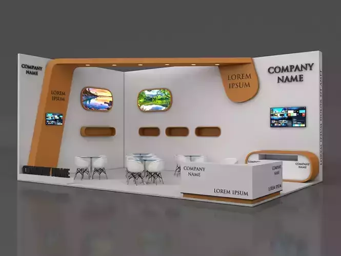 Booth Exhibition Stand Stall 6x9m Height 450 cm 2 Side Open 3D model