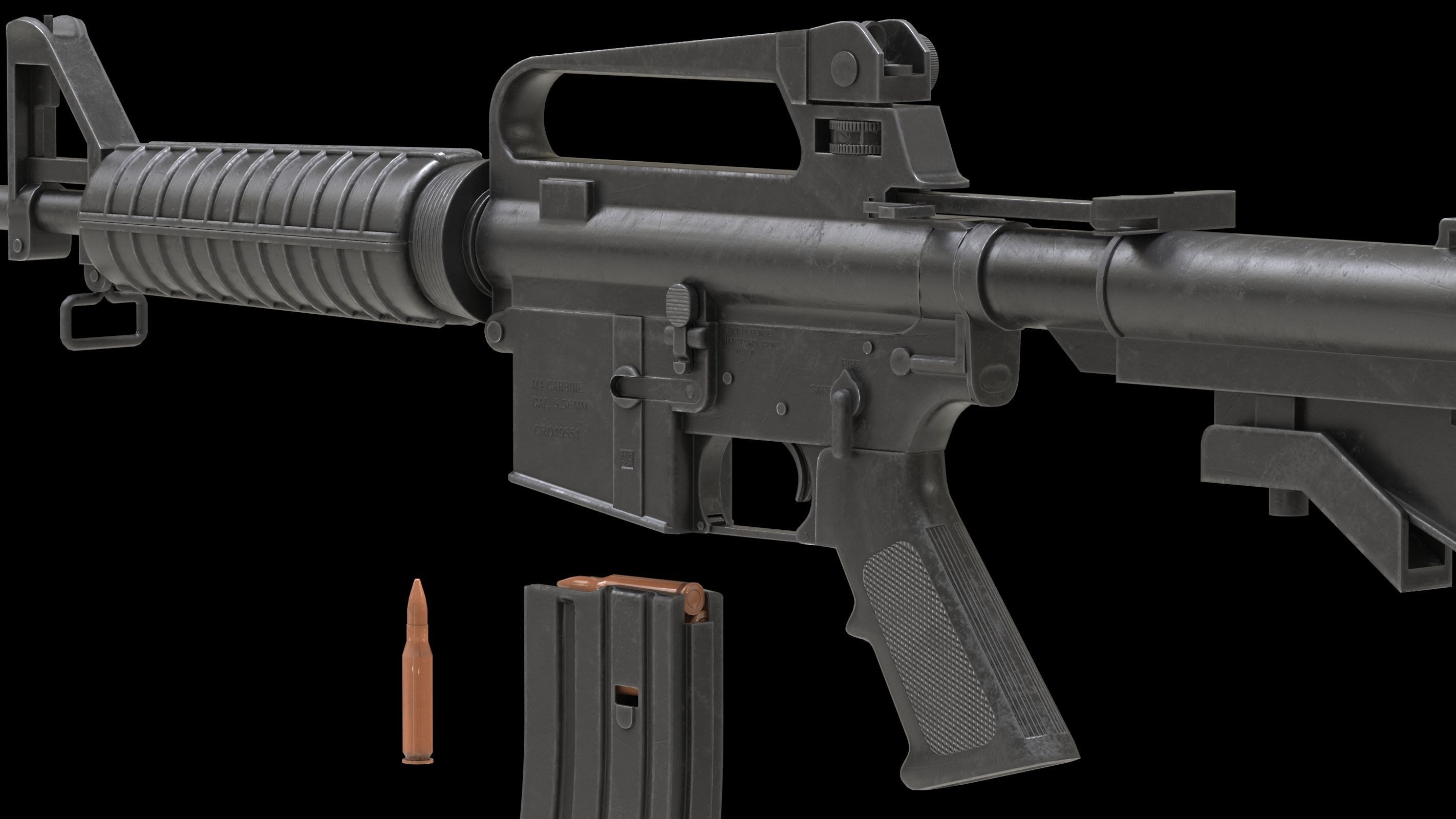Colt AR-15 Low Poly  Low-poly 3D model_14