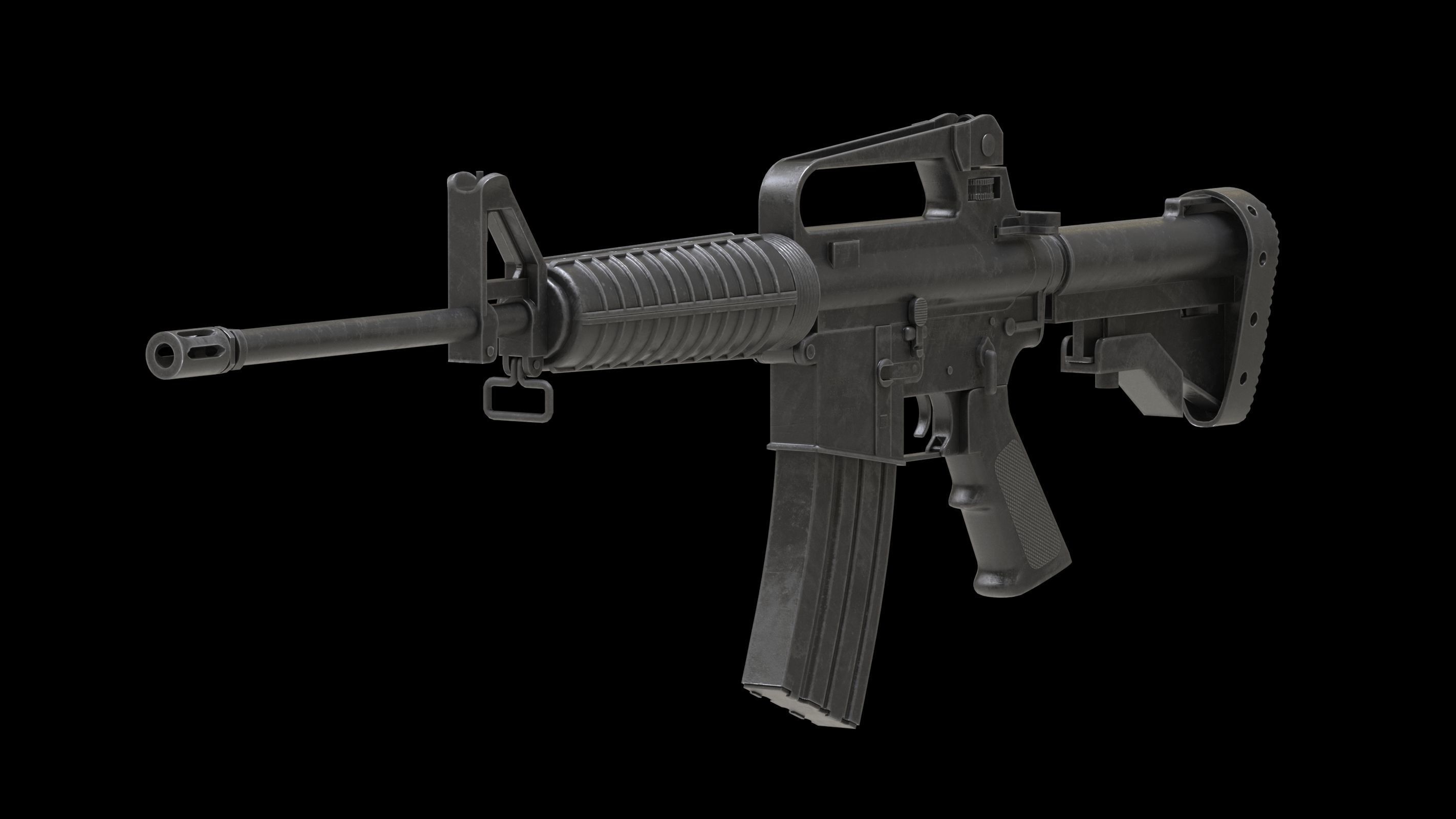 Colt AR-15 Low Poly  Low-poly 3D model_3