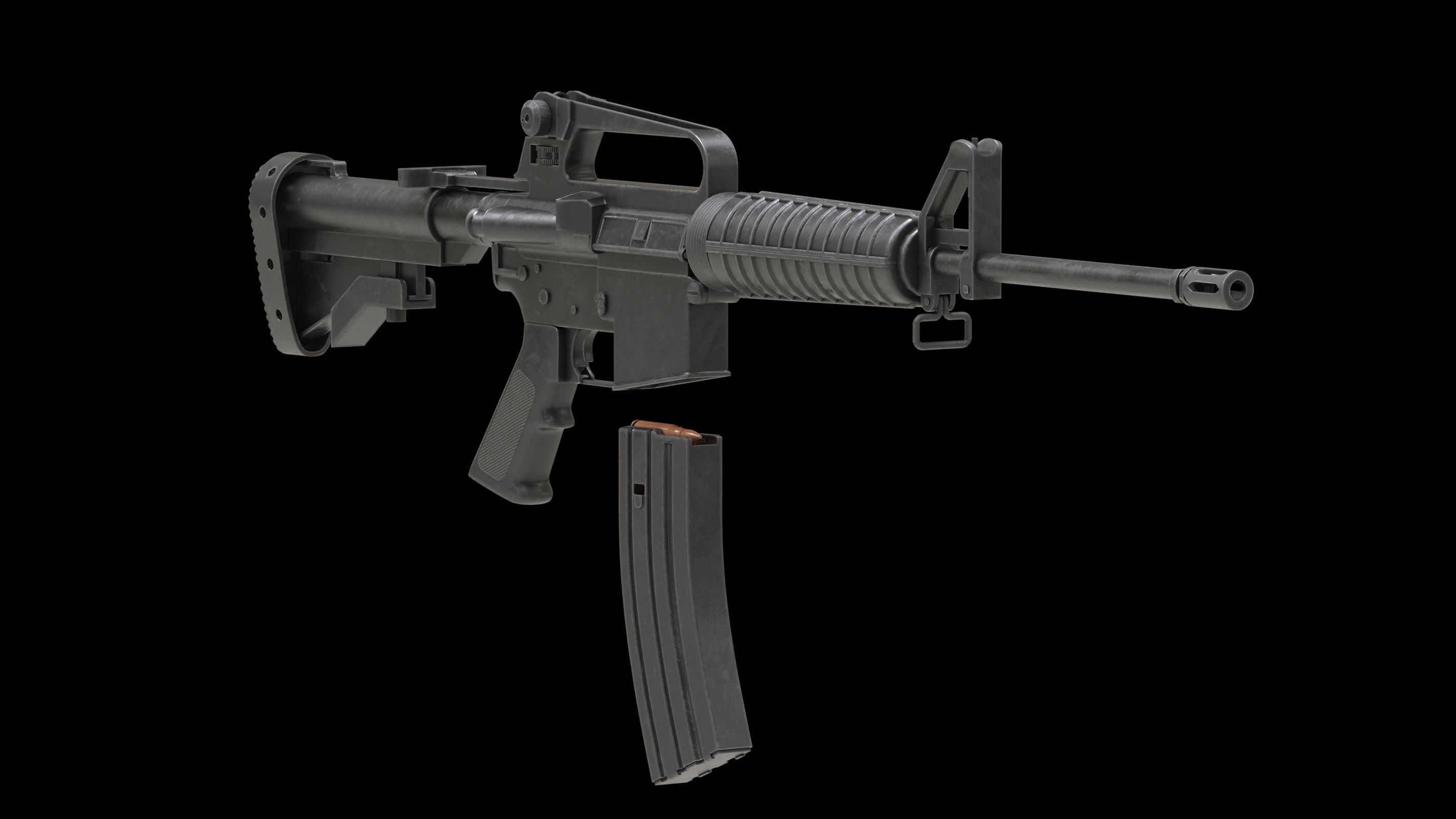 Colt AR-15 Low Poly  Low-poly 3D model_4