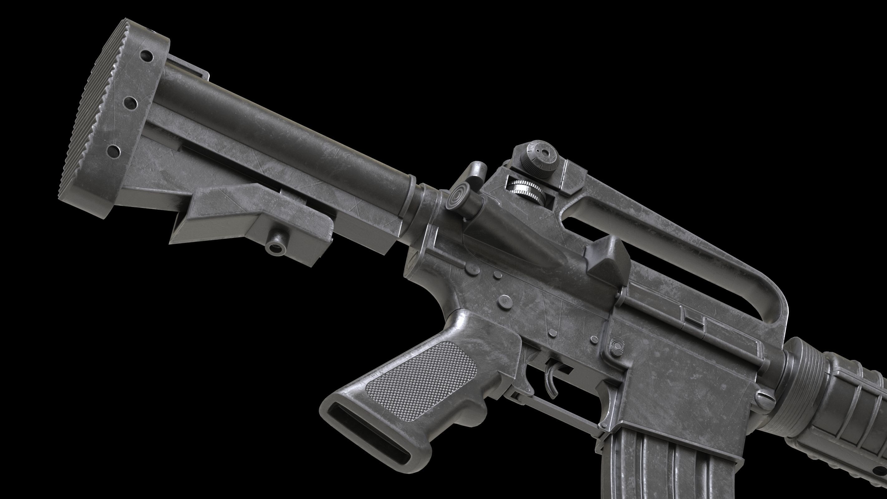 Colt AR-15 Low Poly  Low-poly 3D model_11