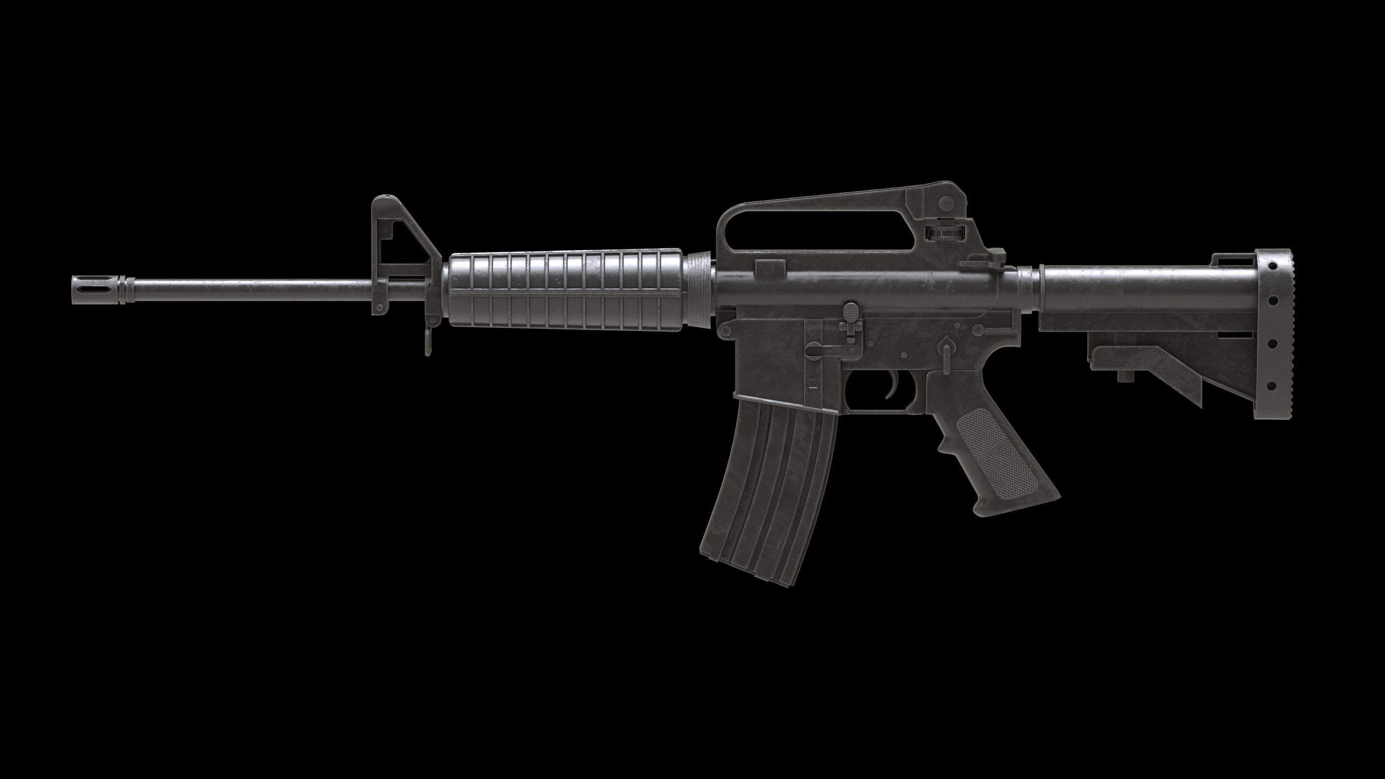 Colt AR-15 Low Poly  Low-poly 3D model_2