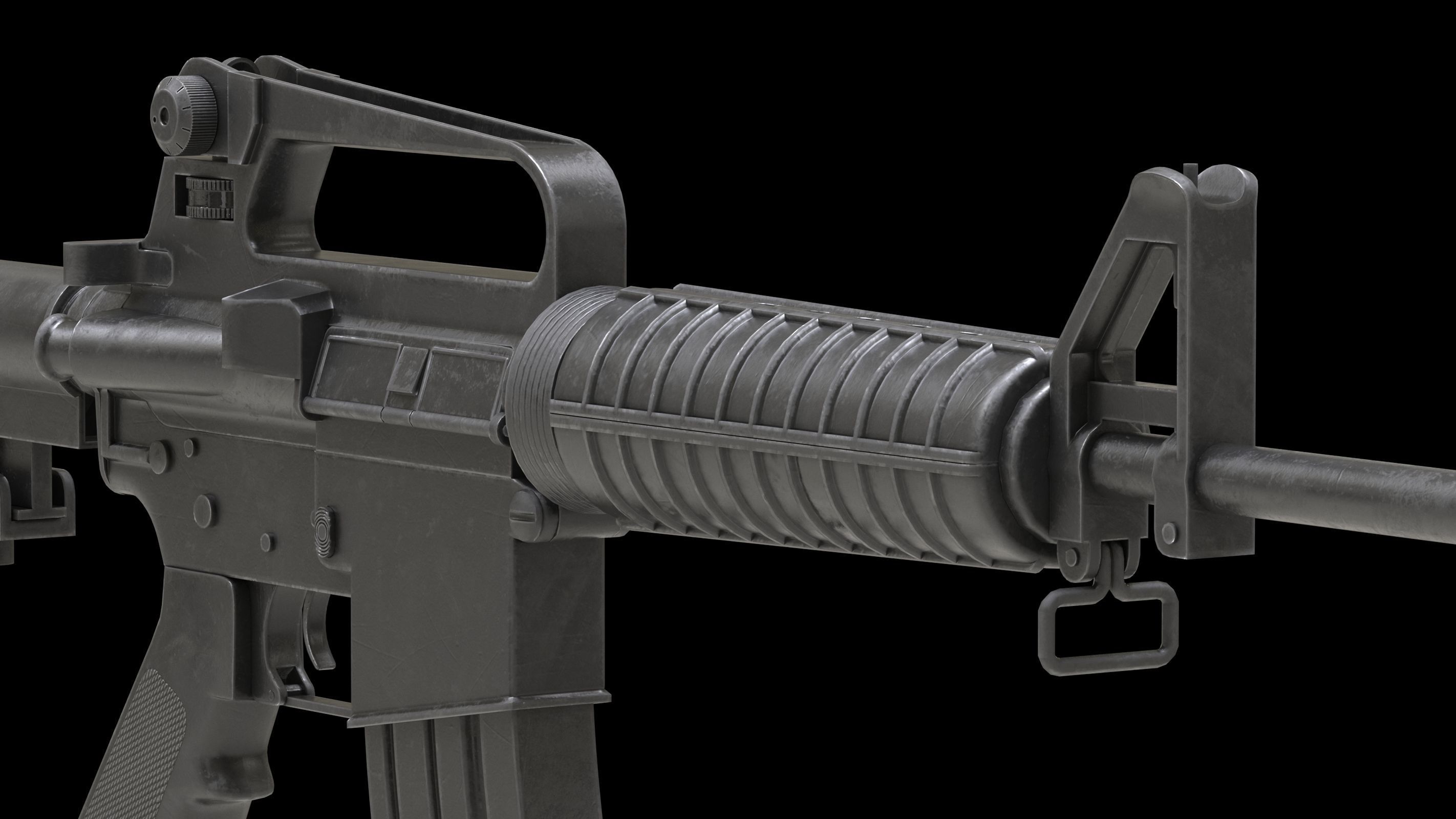 Colt AR-15 Low Poly  Low-poly 3D model_9