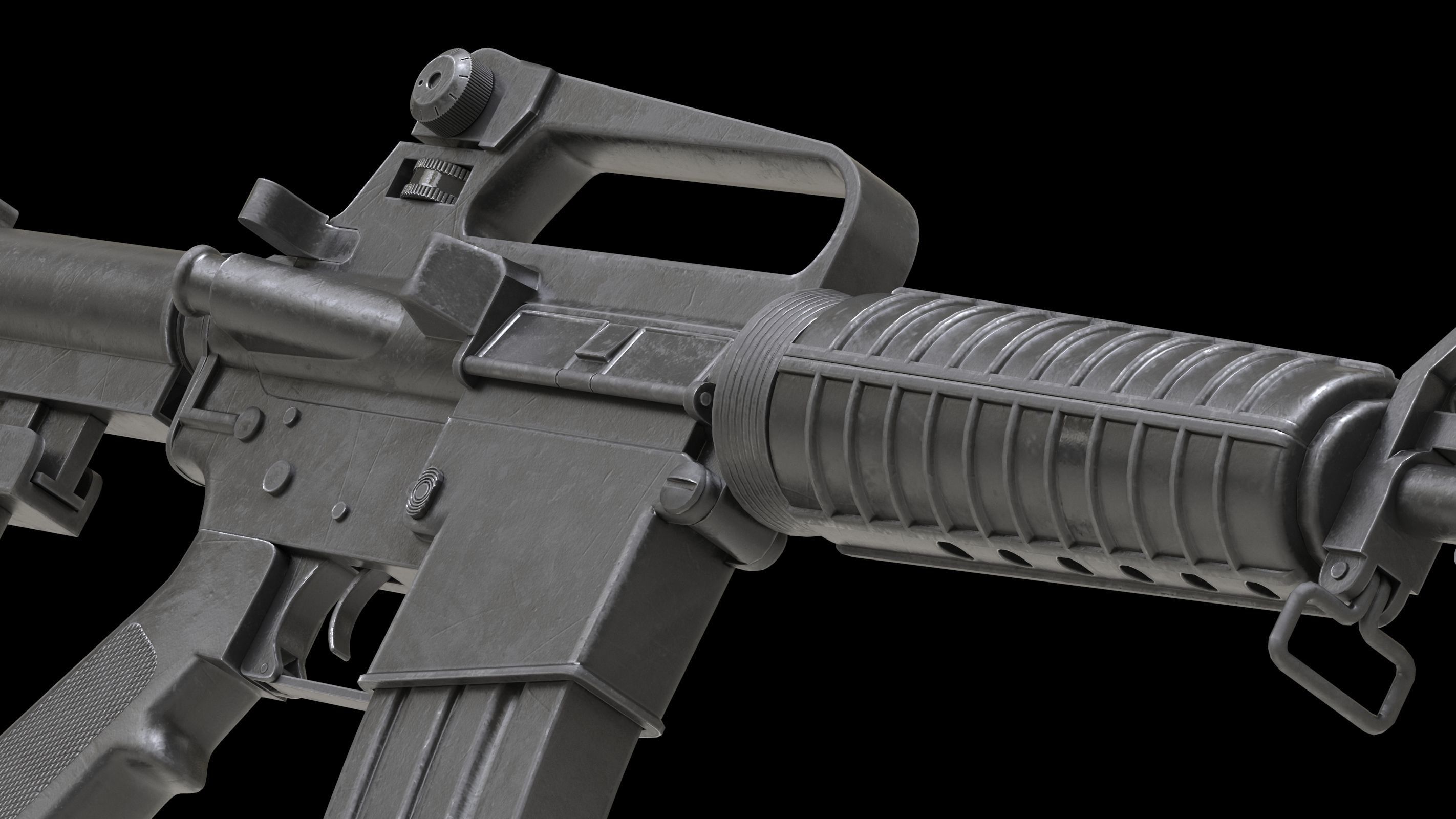 Colt AR-15 Low Poly  Low-poly 3D model_13