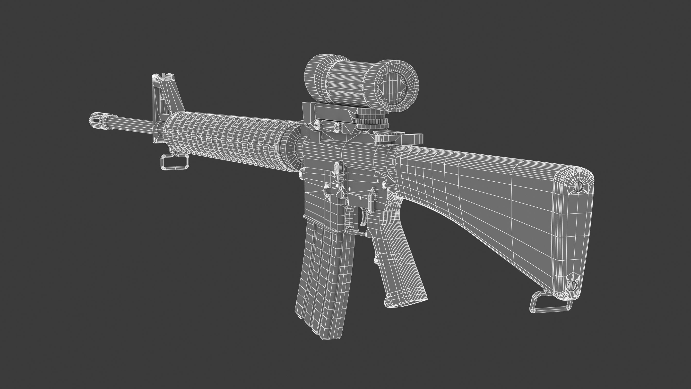 Colt Canada C7A1 Low Poly Low-poly 3D model_16