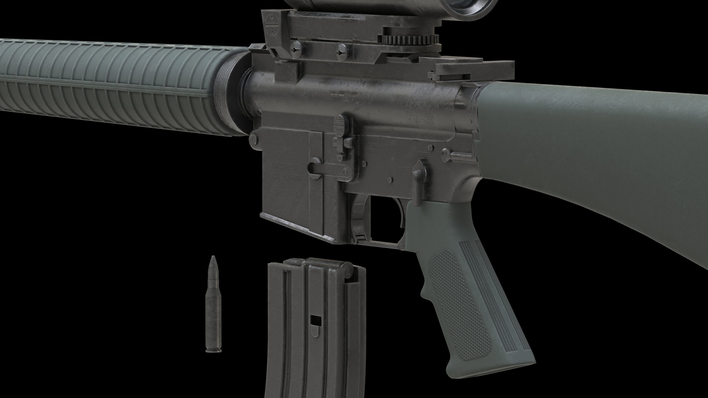 Colt Canada C7A1 Low Poly Low-poly 3D model_14