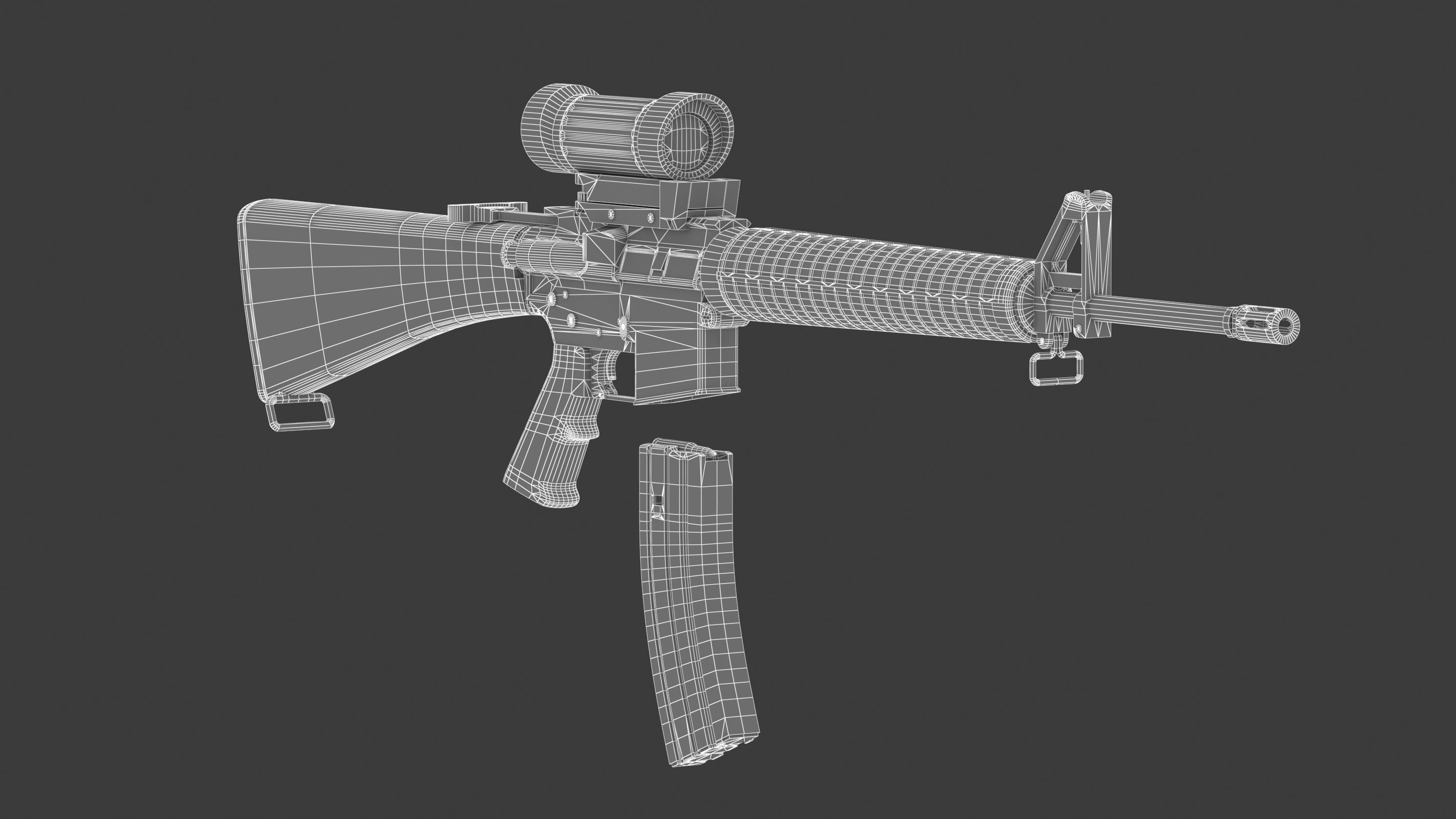 Colt Canada C7A1 Low Poly Low-poly 3D model_19