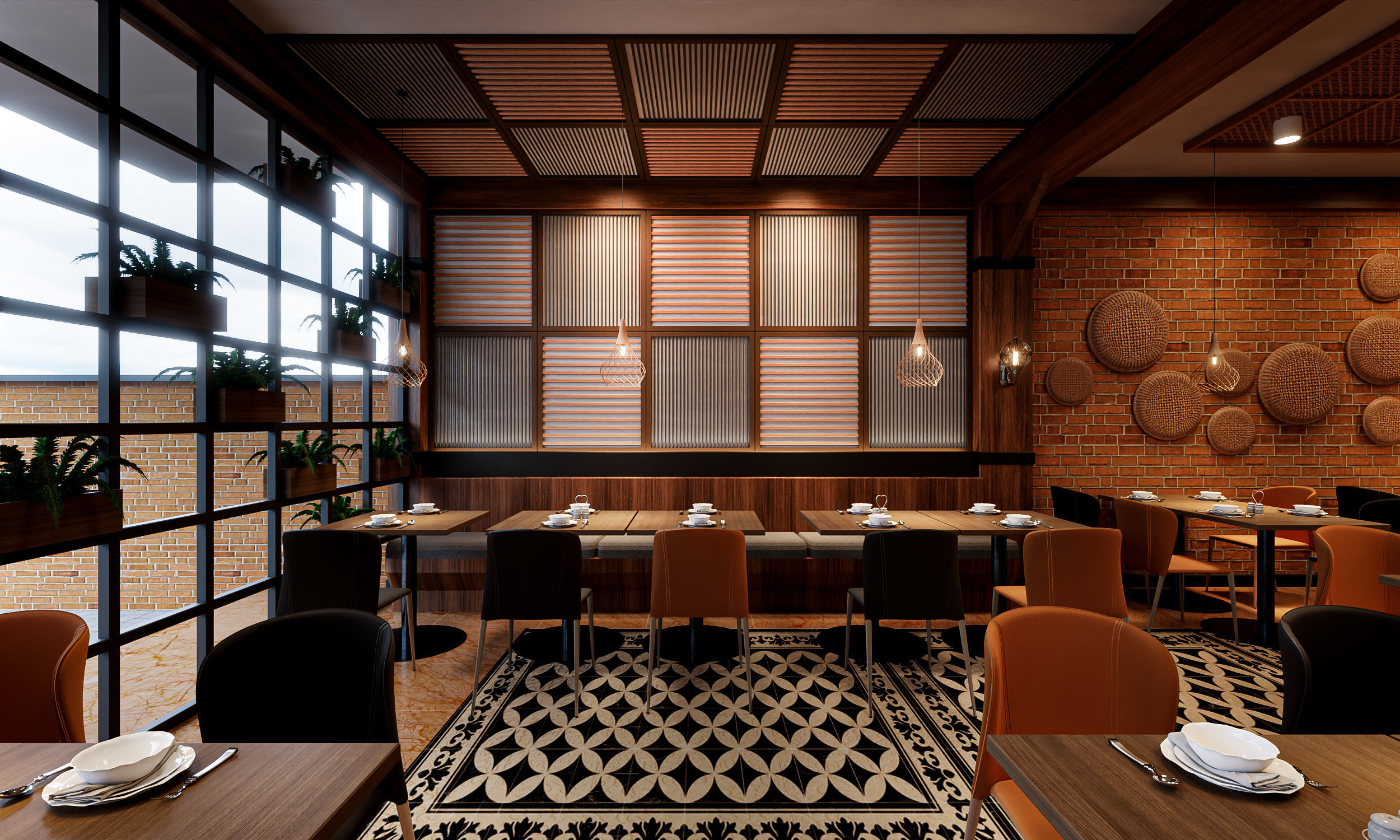 Restaurant Interior 3D scene Low-poly 3D model_2