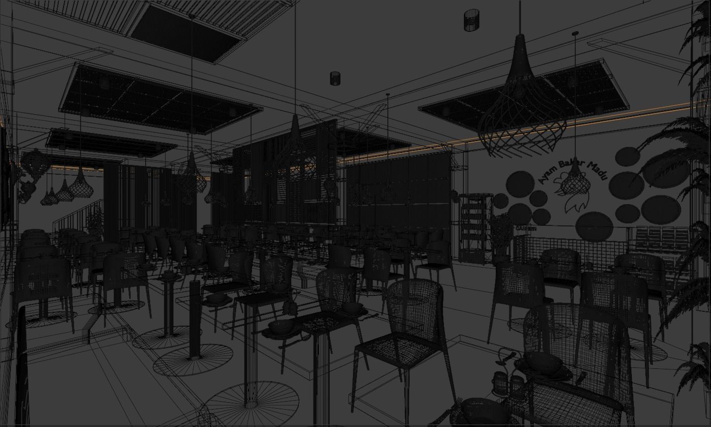 Restaurant Interior 3D scene Low-poly 3D model_4