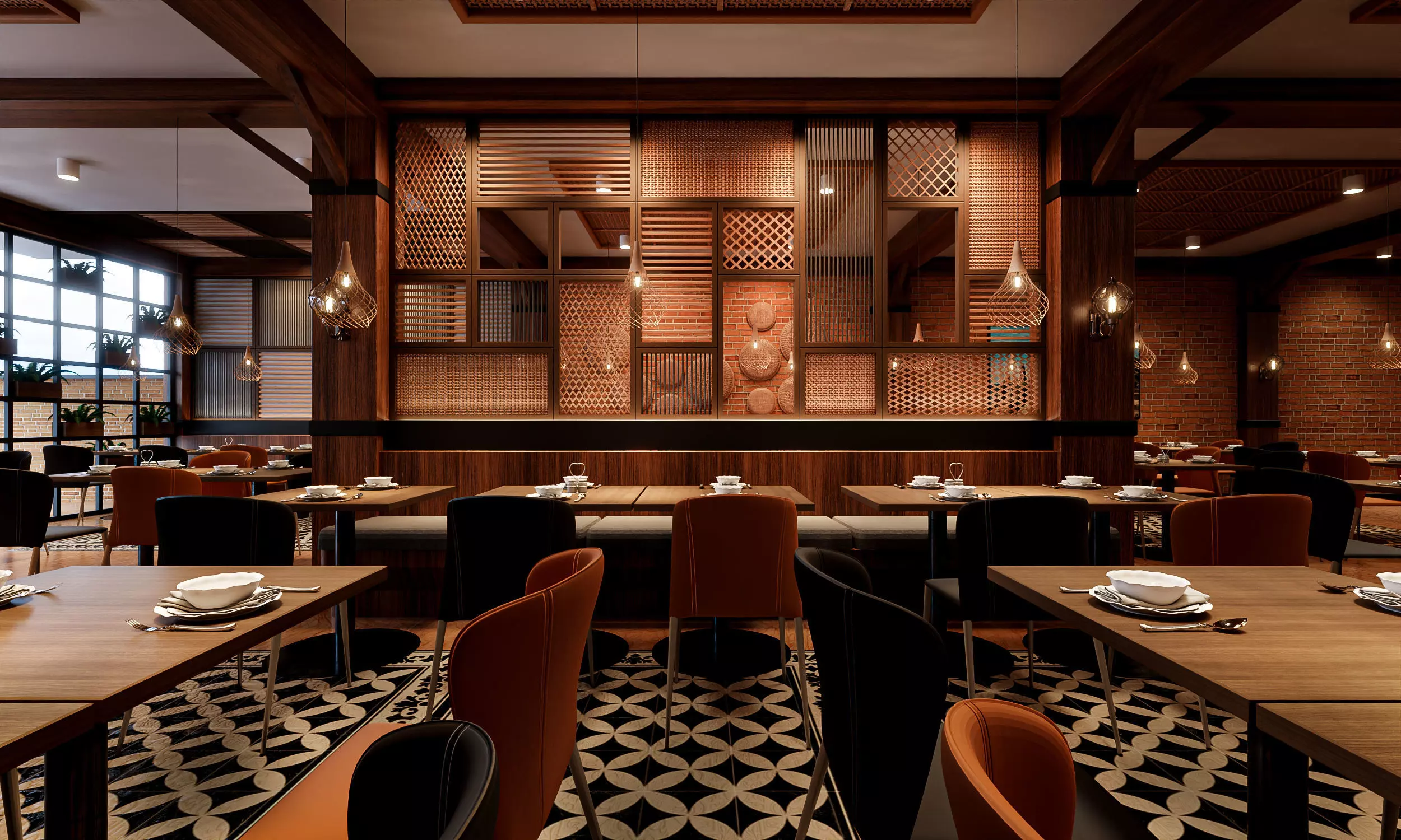 Restaurant Interior 3D scene Low-poly 3D model_0