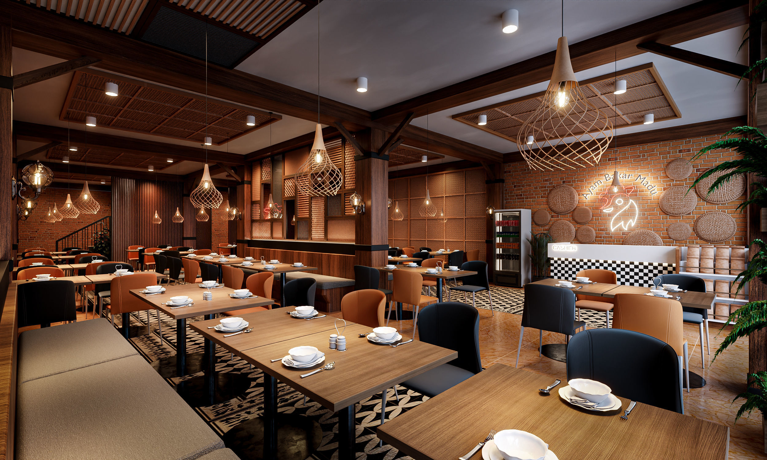 Restaurant Interior 3D scene Low-poly 3D model_3