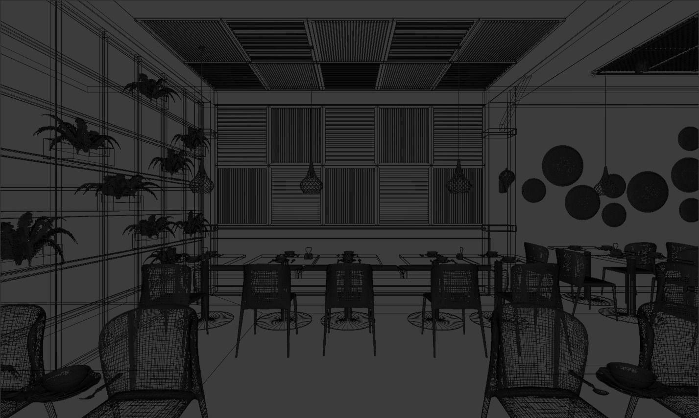 Restaurant Interior 3D scene Low-poly 3D model_5