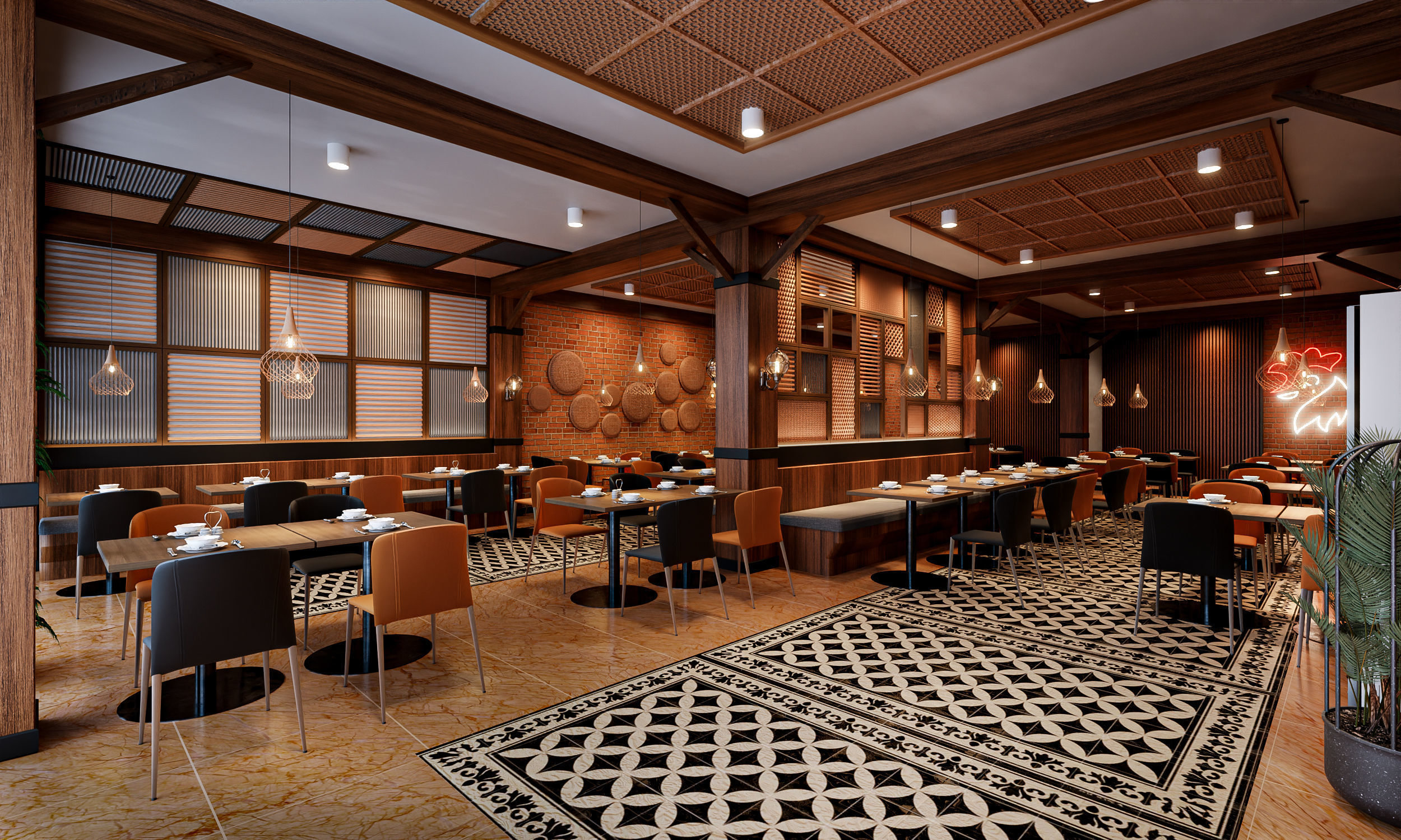 Restaurant Interior 3D scene Low-poly 3D model_1