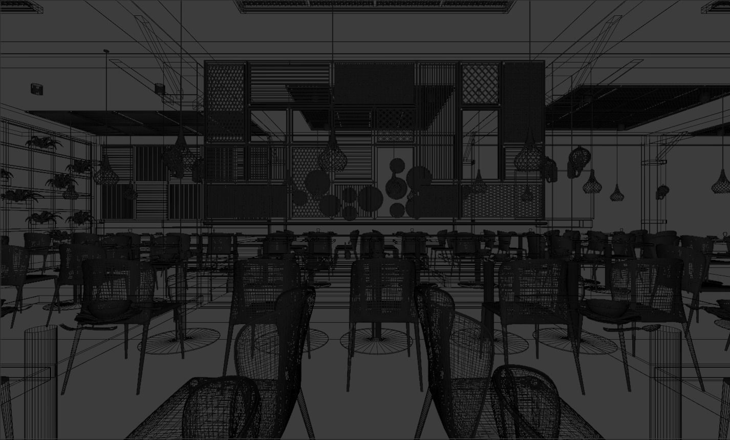 Restaurant Interior 3D scene Low-poly 3D model_6
