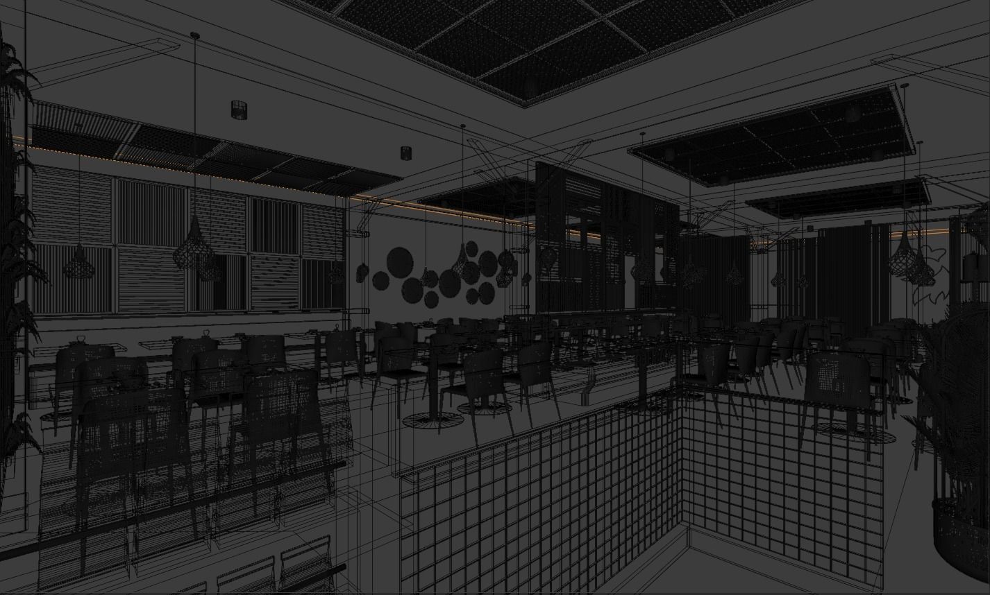 Restaurant Interior 3D scene Low-poly 3D model_7