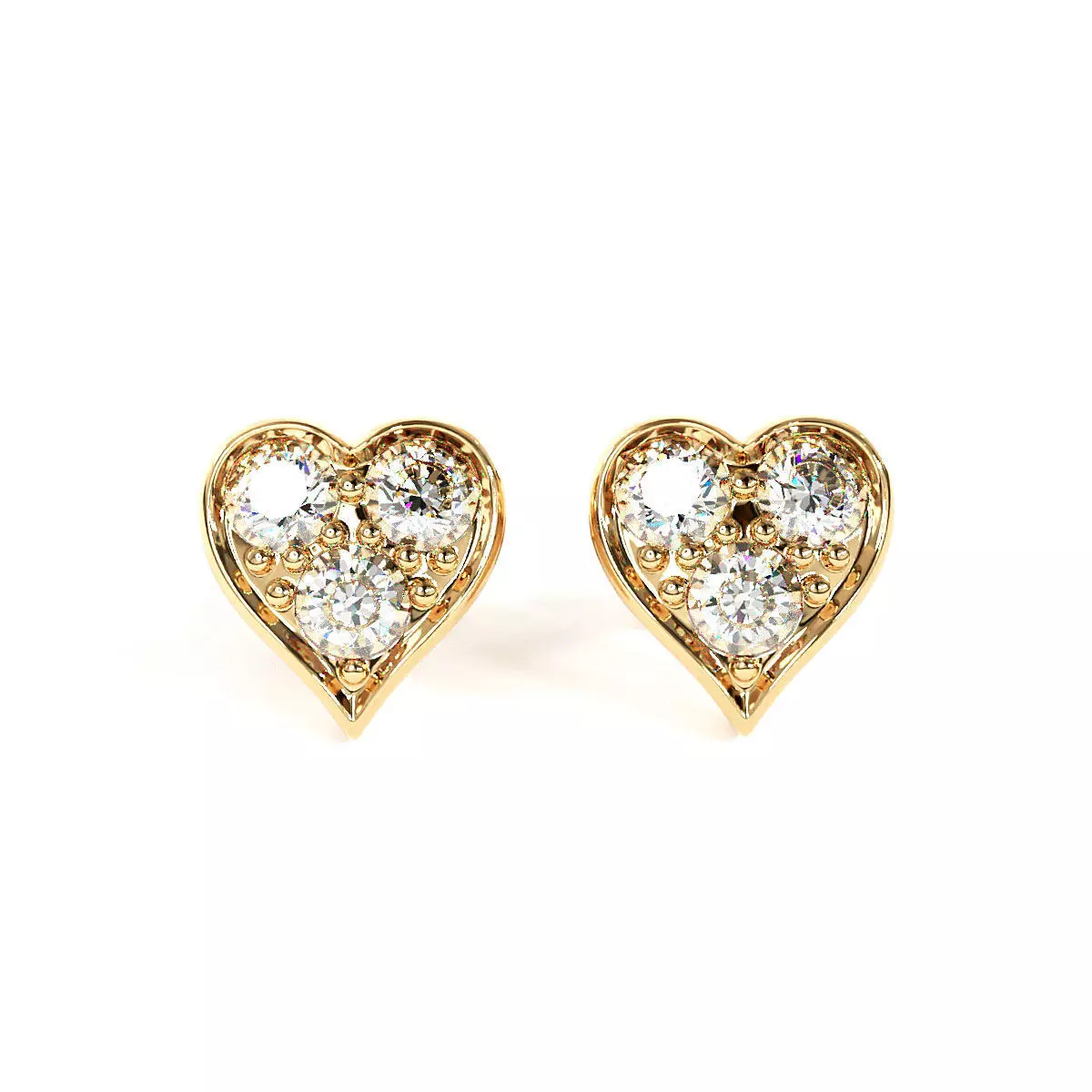 Heart stud Earring 3D print model_0