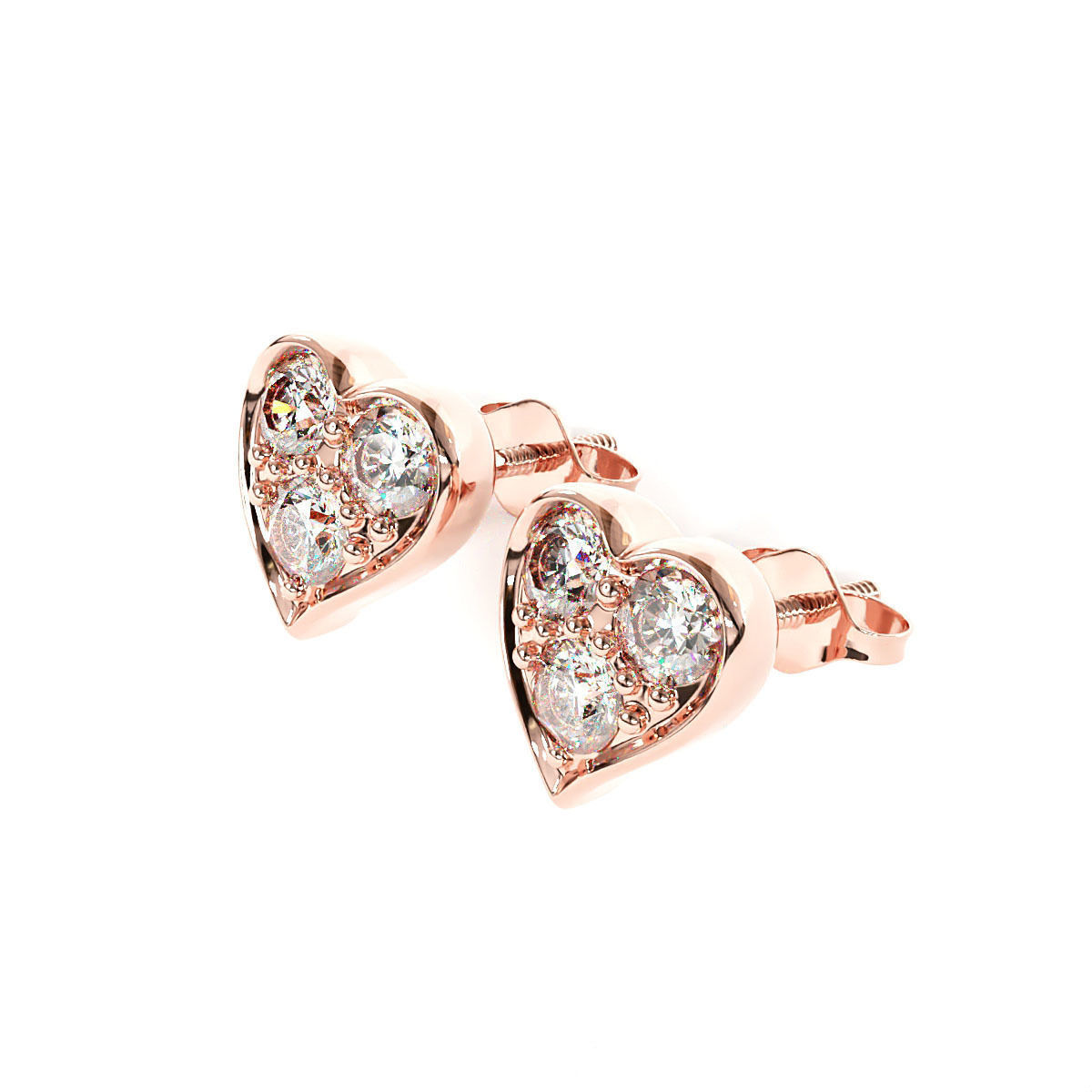 Heart stud Earring 3D print model_5