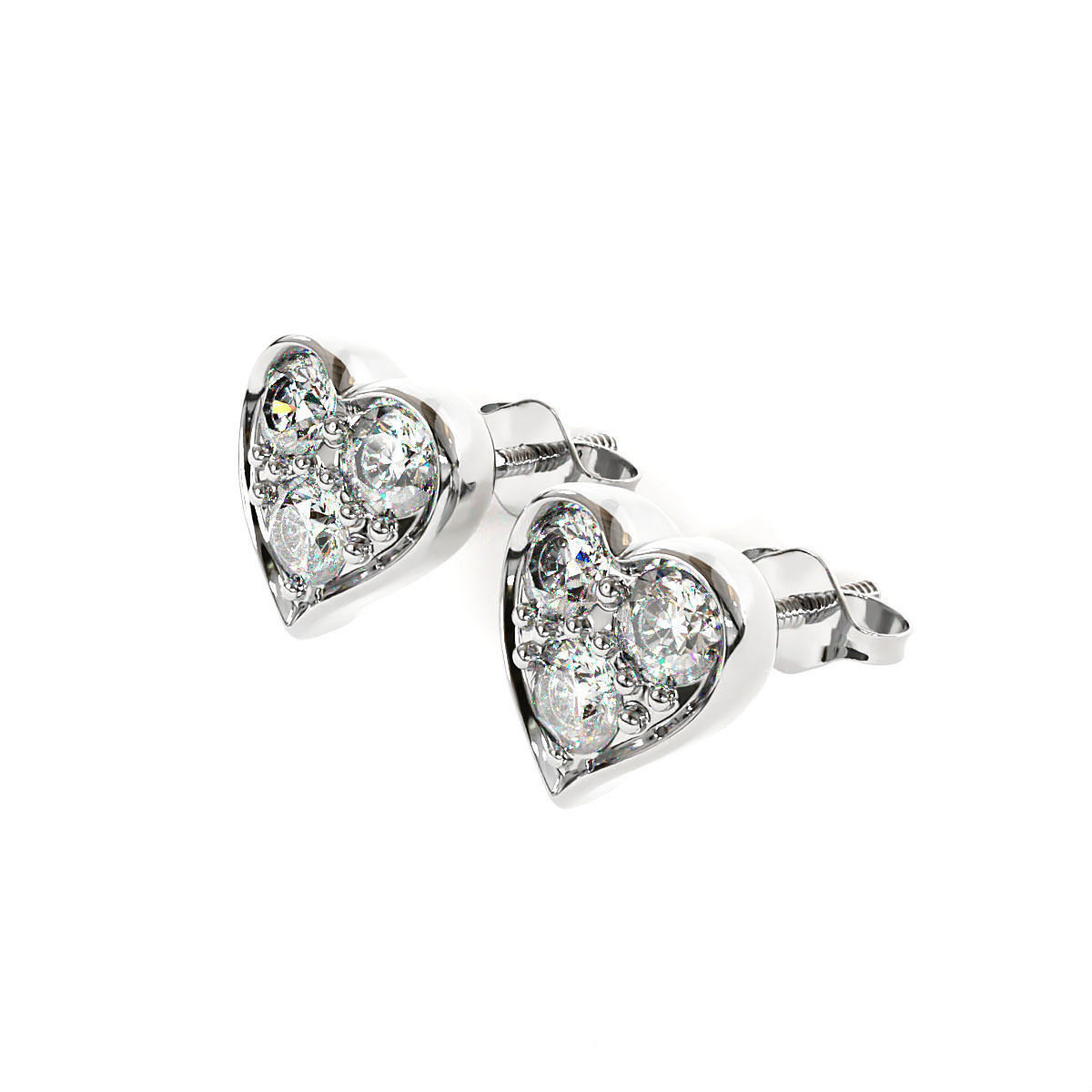 Heart stud Earring 3D print model_8