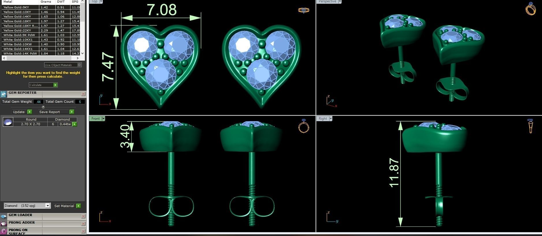 Heart stud Earring 3D print model_3