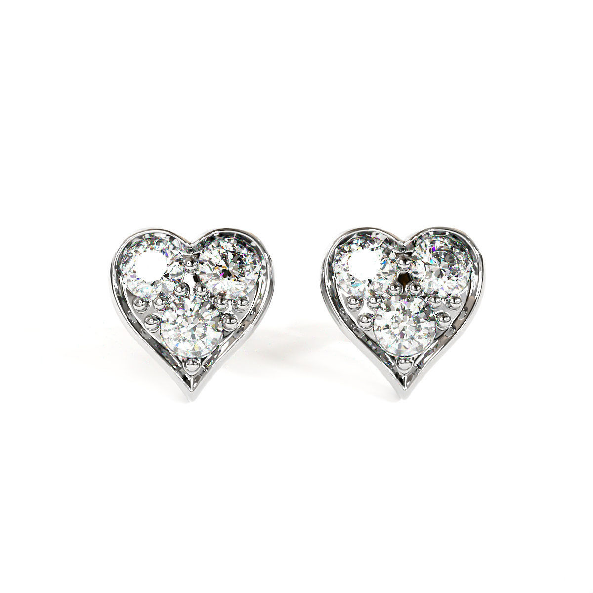 Heart stud Earring 3D print model_7