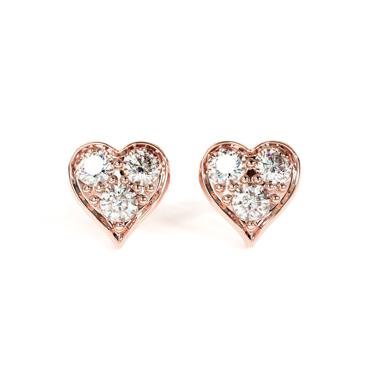 Heart stud Earring 3D print model_4