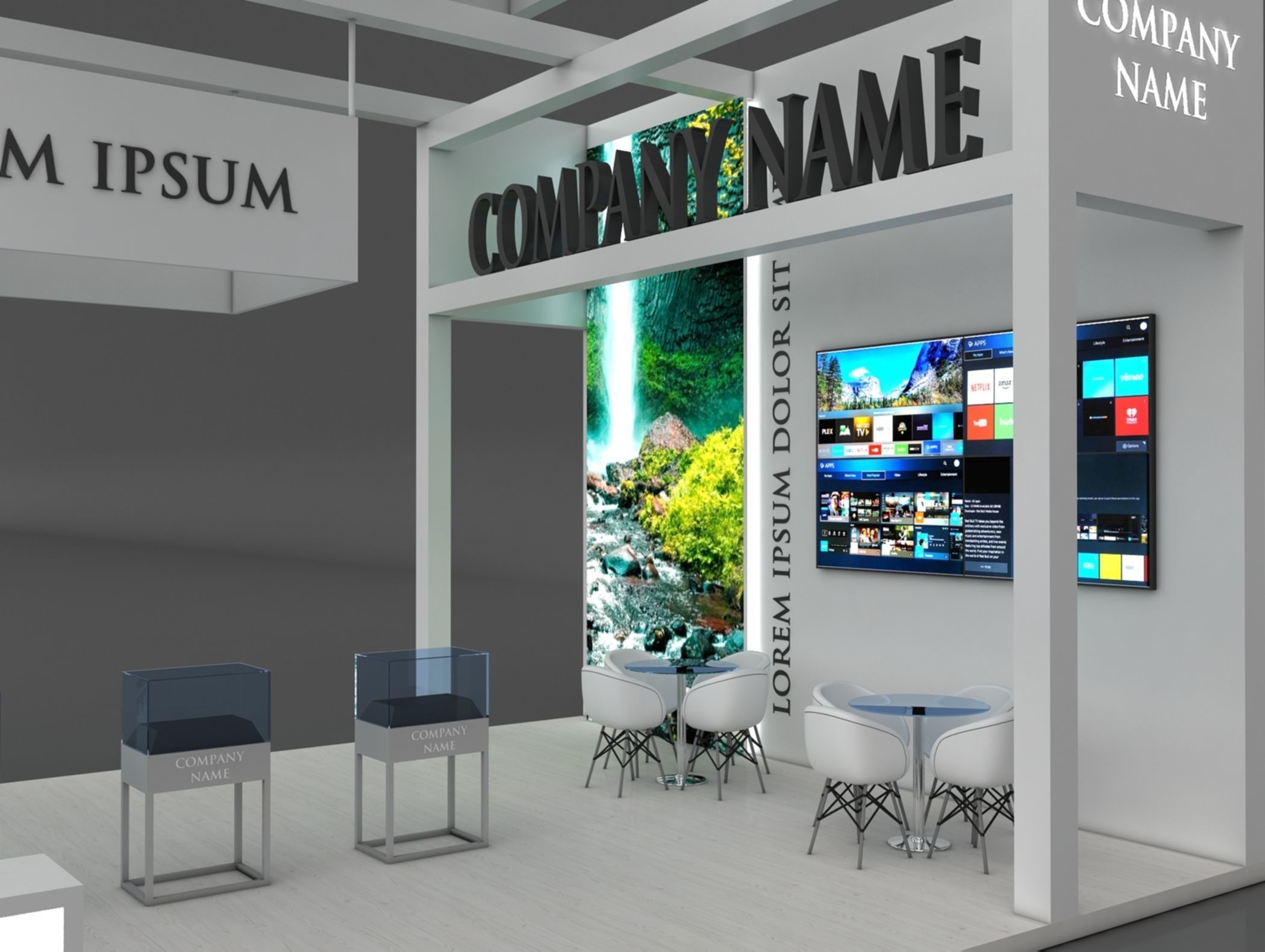Booth Exhibition Stand Stall 6x6aam Height 500 cm 3 Side Open 3D model_4