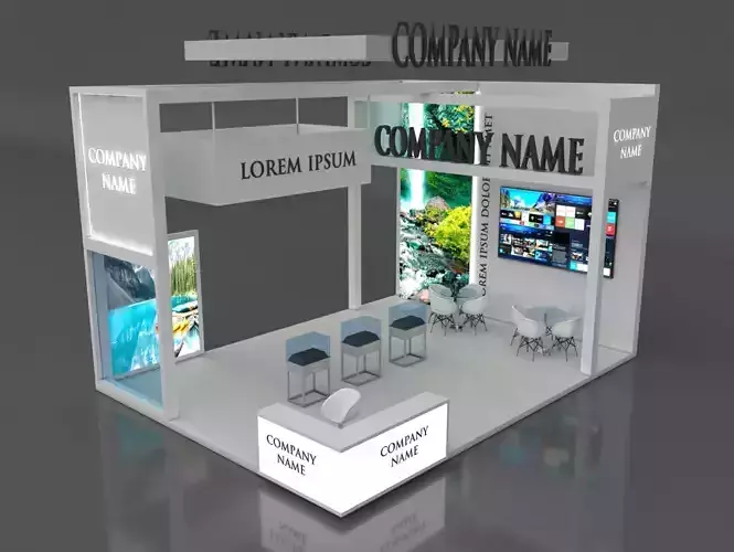 Booth Exhibition Stand Stall 6x6aam Height 500 cm 3 Side Open 3D model